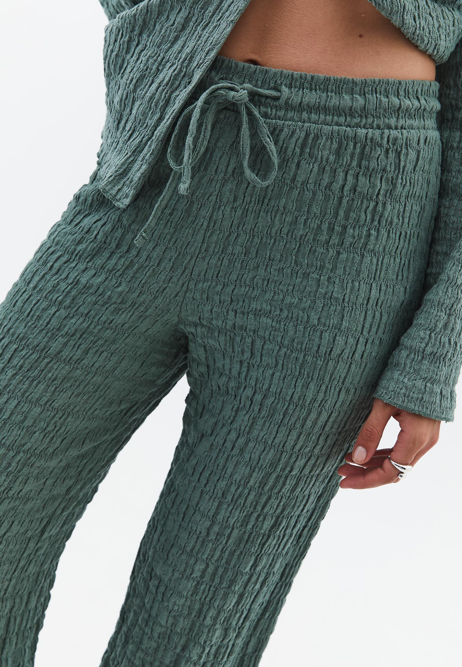 Wide Leg Cotton Pants - LILY PAD