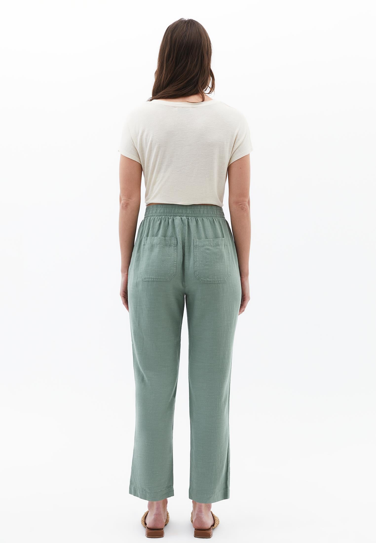 Carrot Cut Linen Pants - LILY PAD