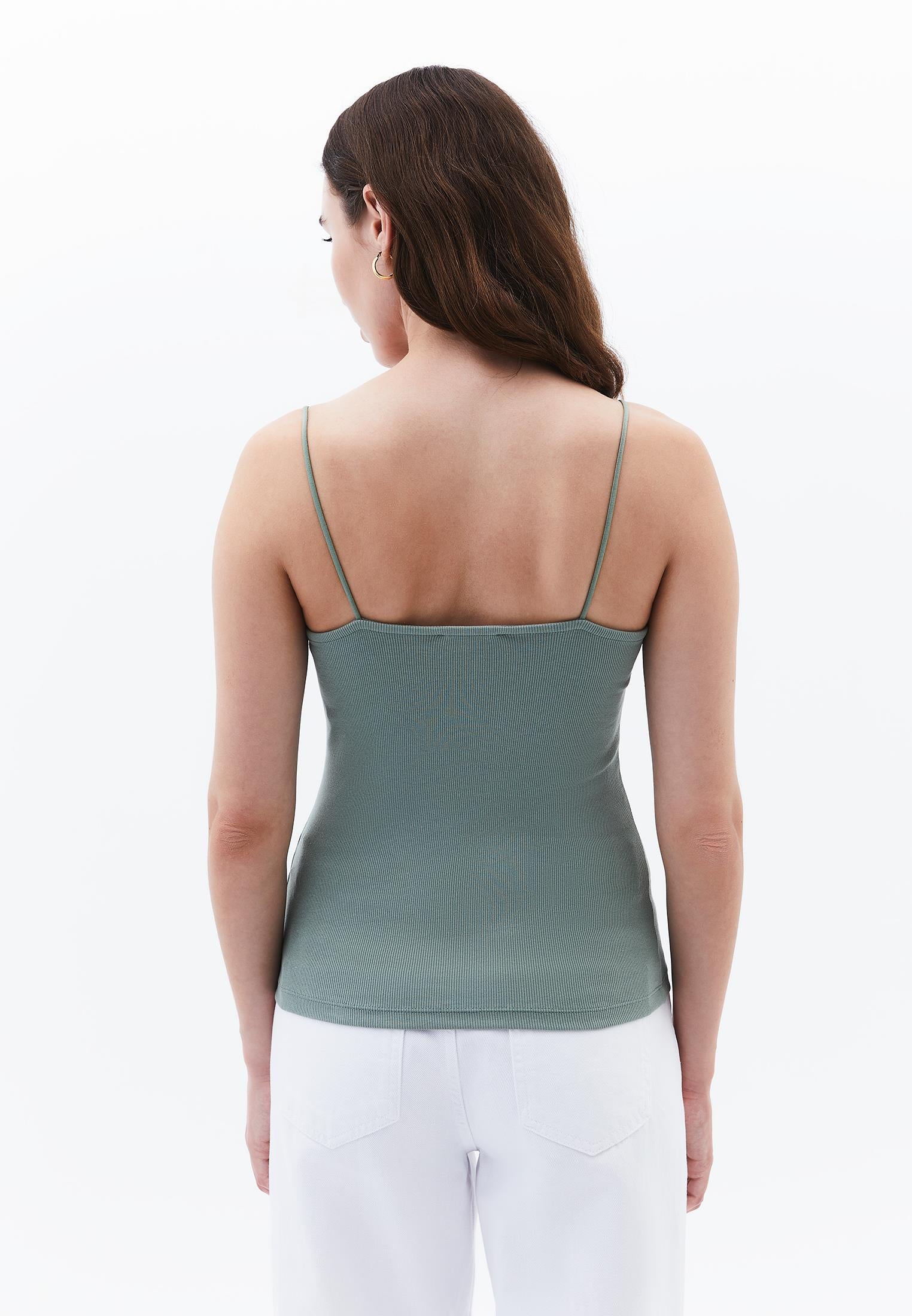 V Neck Strap Tank Top - LILY PAD