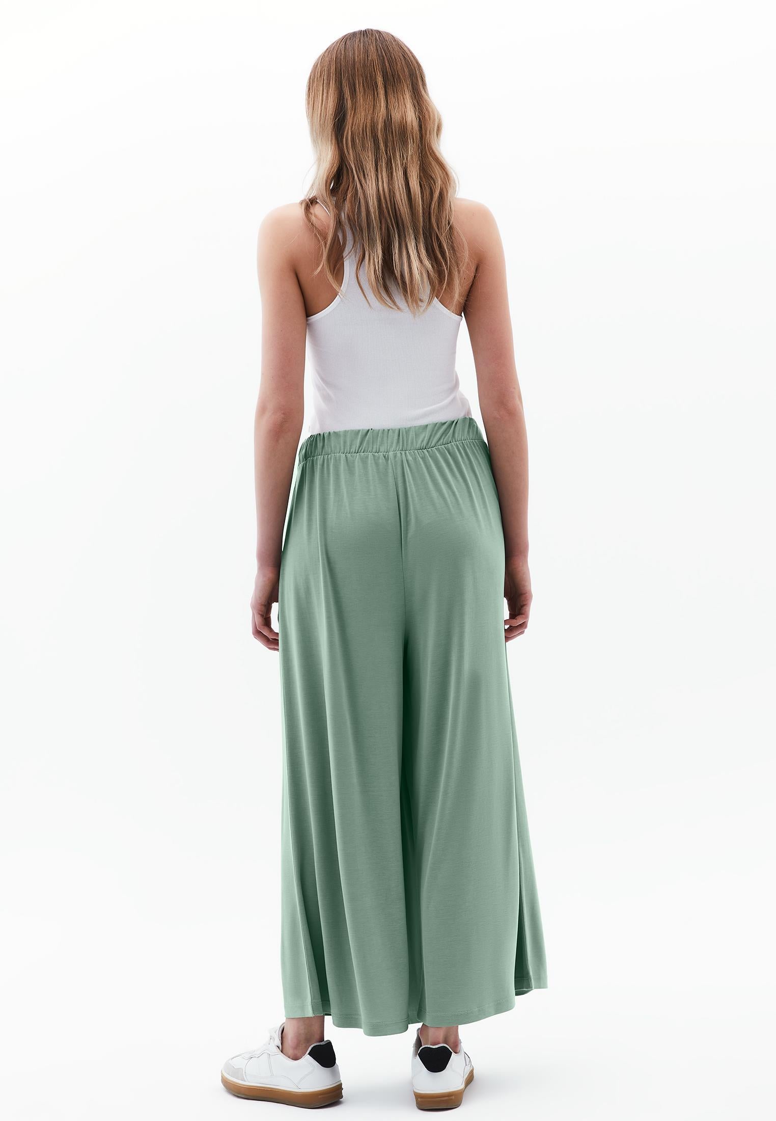 High Waist Elasticated Culotte Pants - LILY PAD