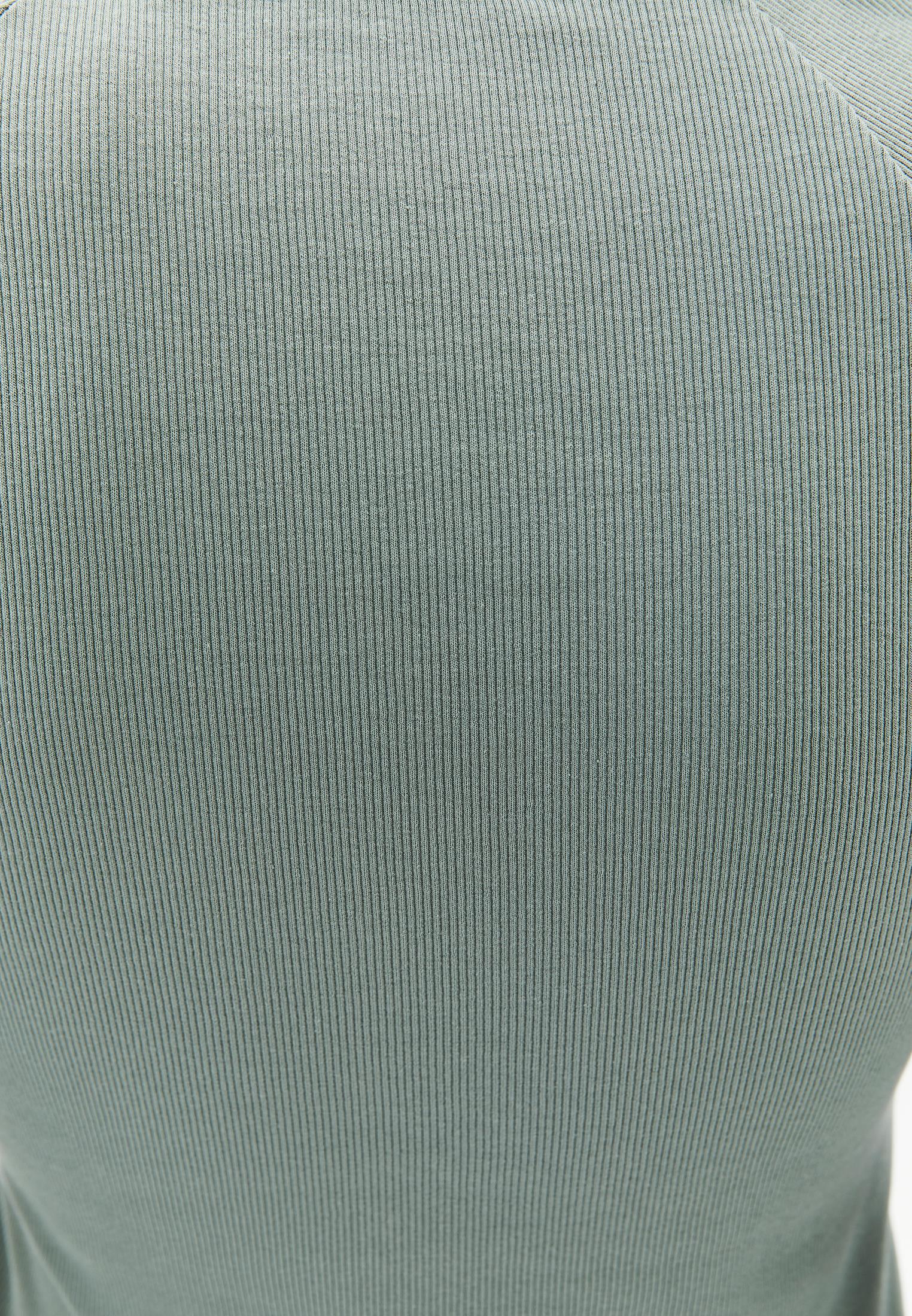 Ribbed Fabric Button Detailed V Neck Long Sleeve T-Shirt - LILY PAD