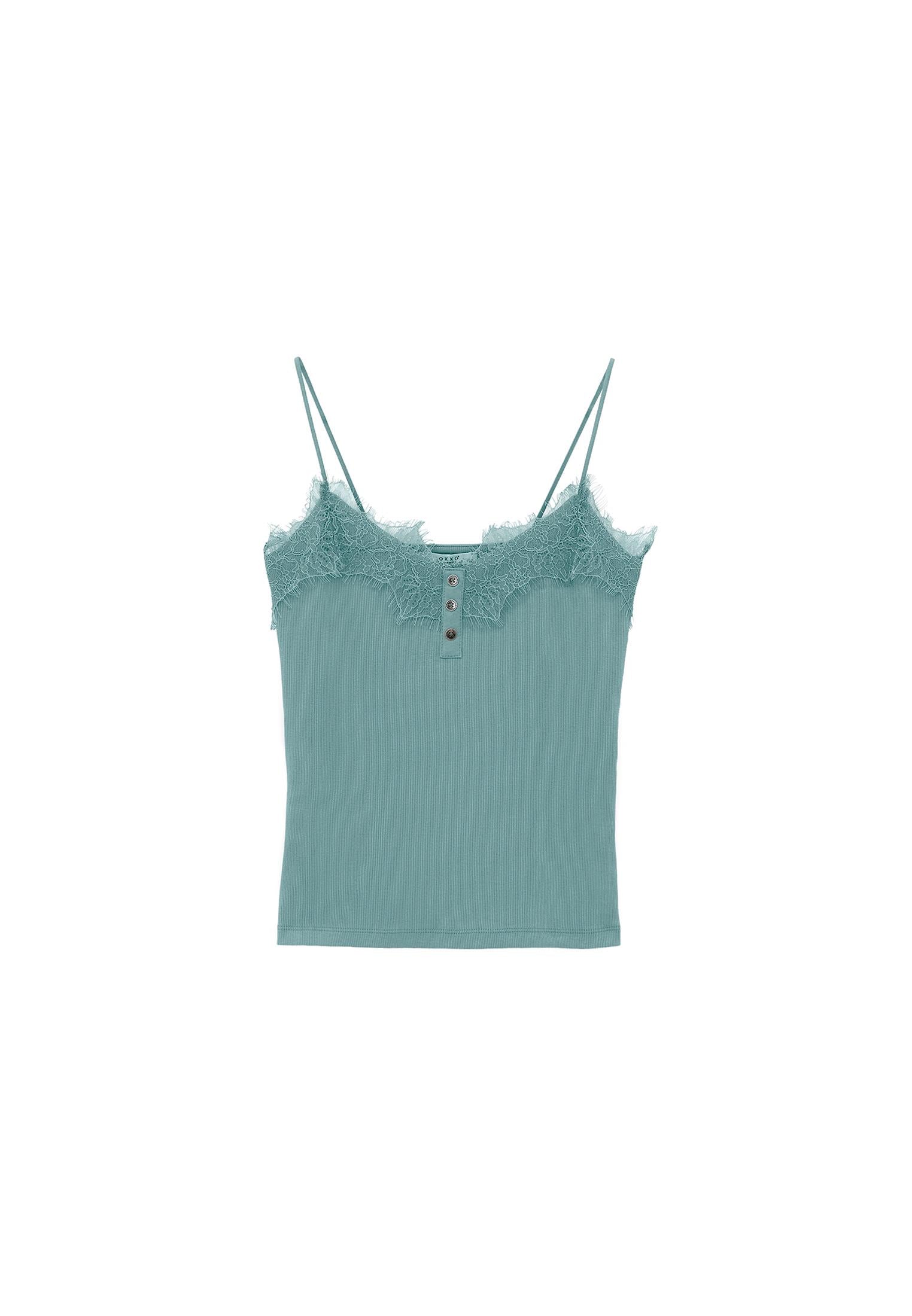 V Neck Strap Tank Top - LILY PAD