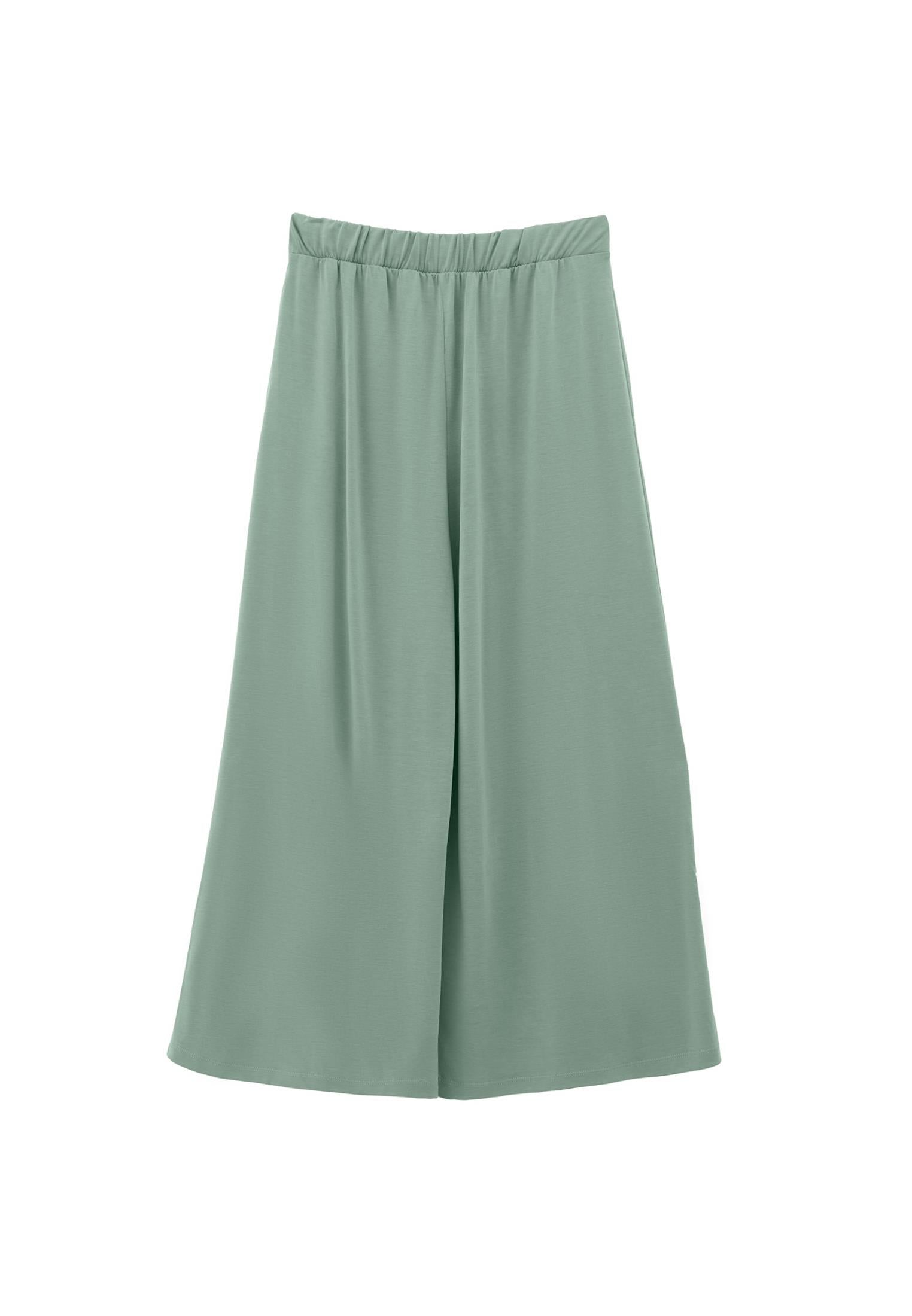 High Waist Elasticated Culotte Pants - LILY PAD