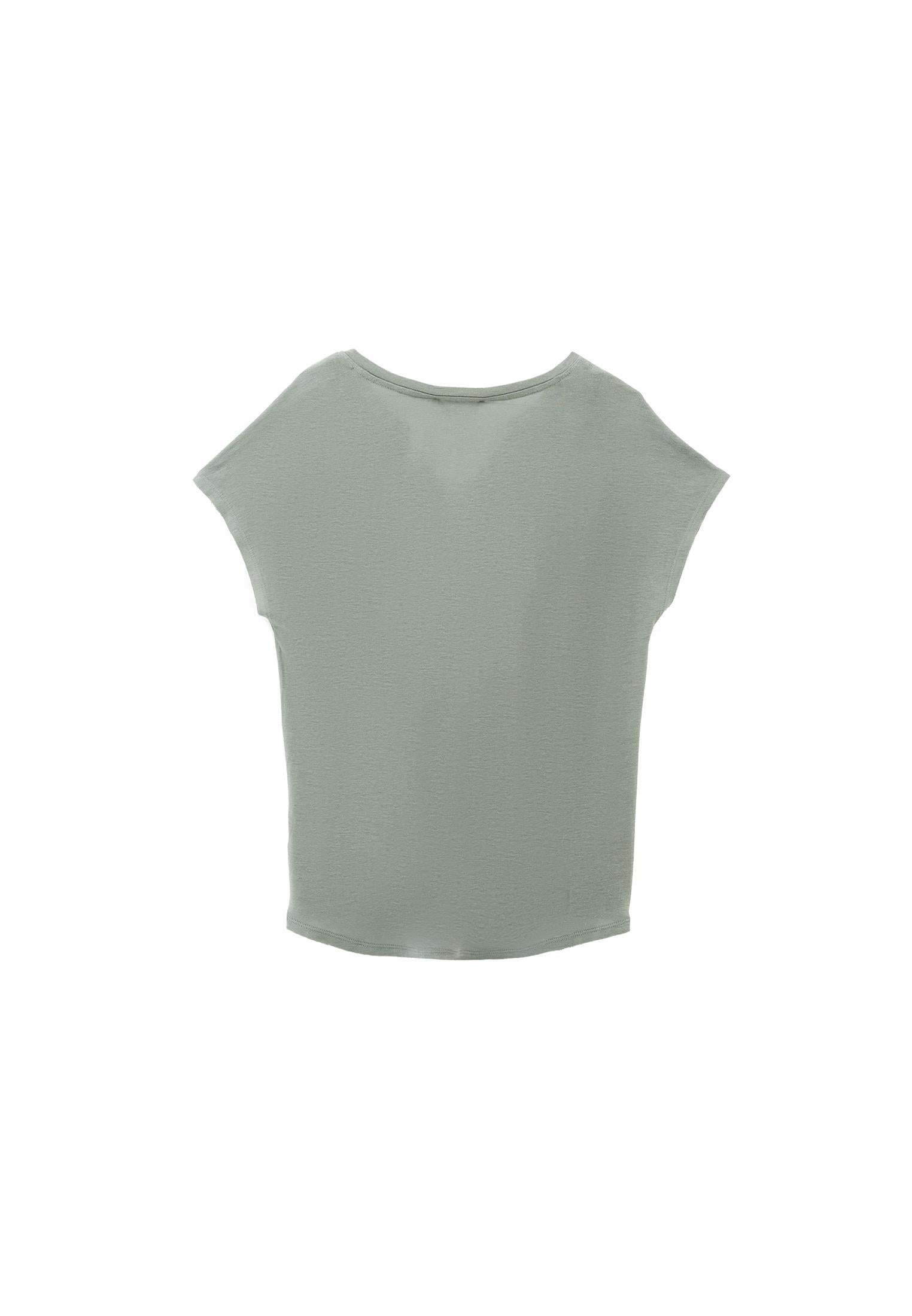 V Neck Short Sleeve T-Shirt - LILY PAD