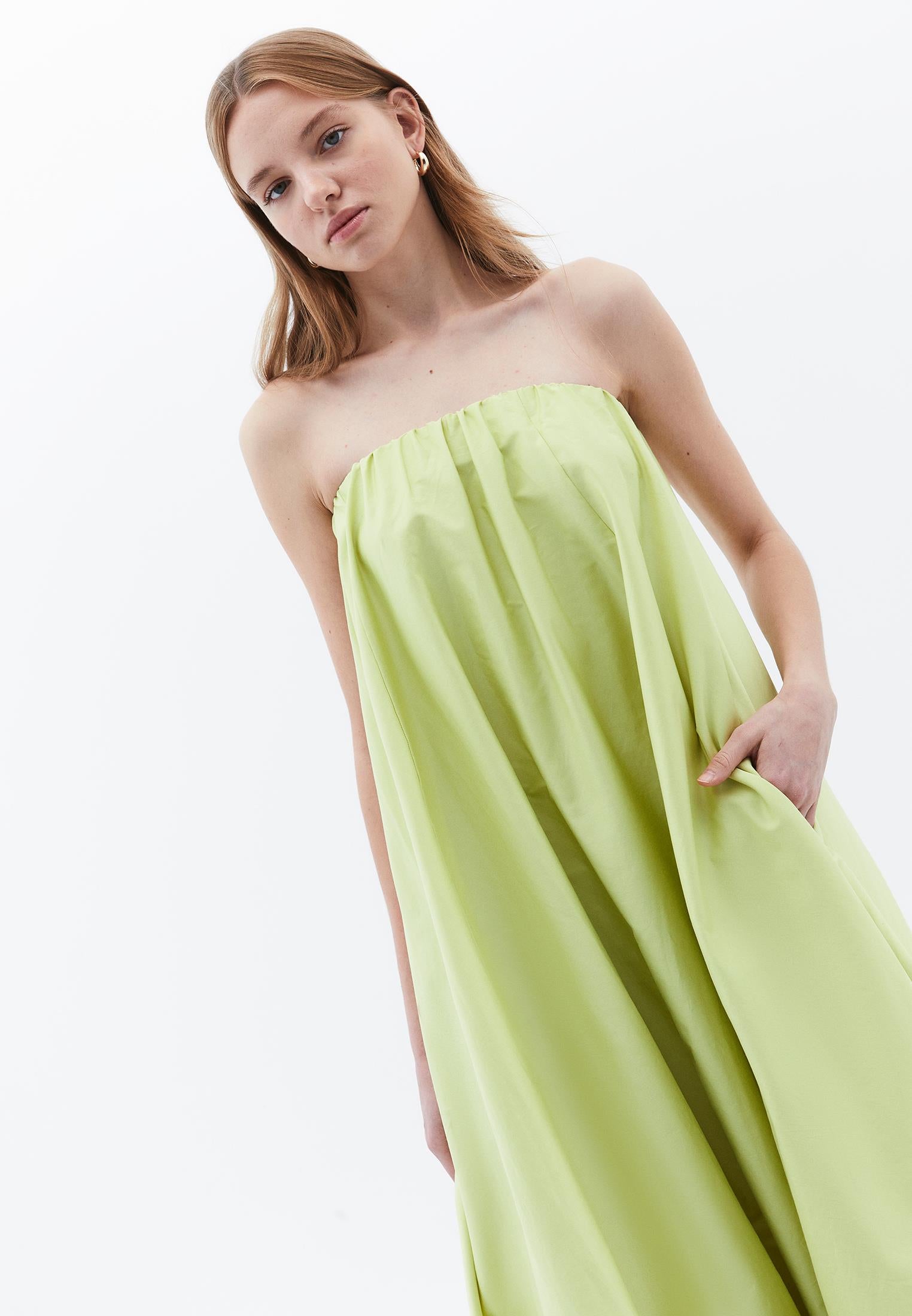 Strapless Balloon Form Summer Dress - LIME SHERBET