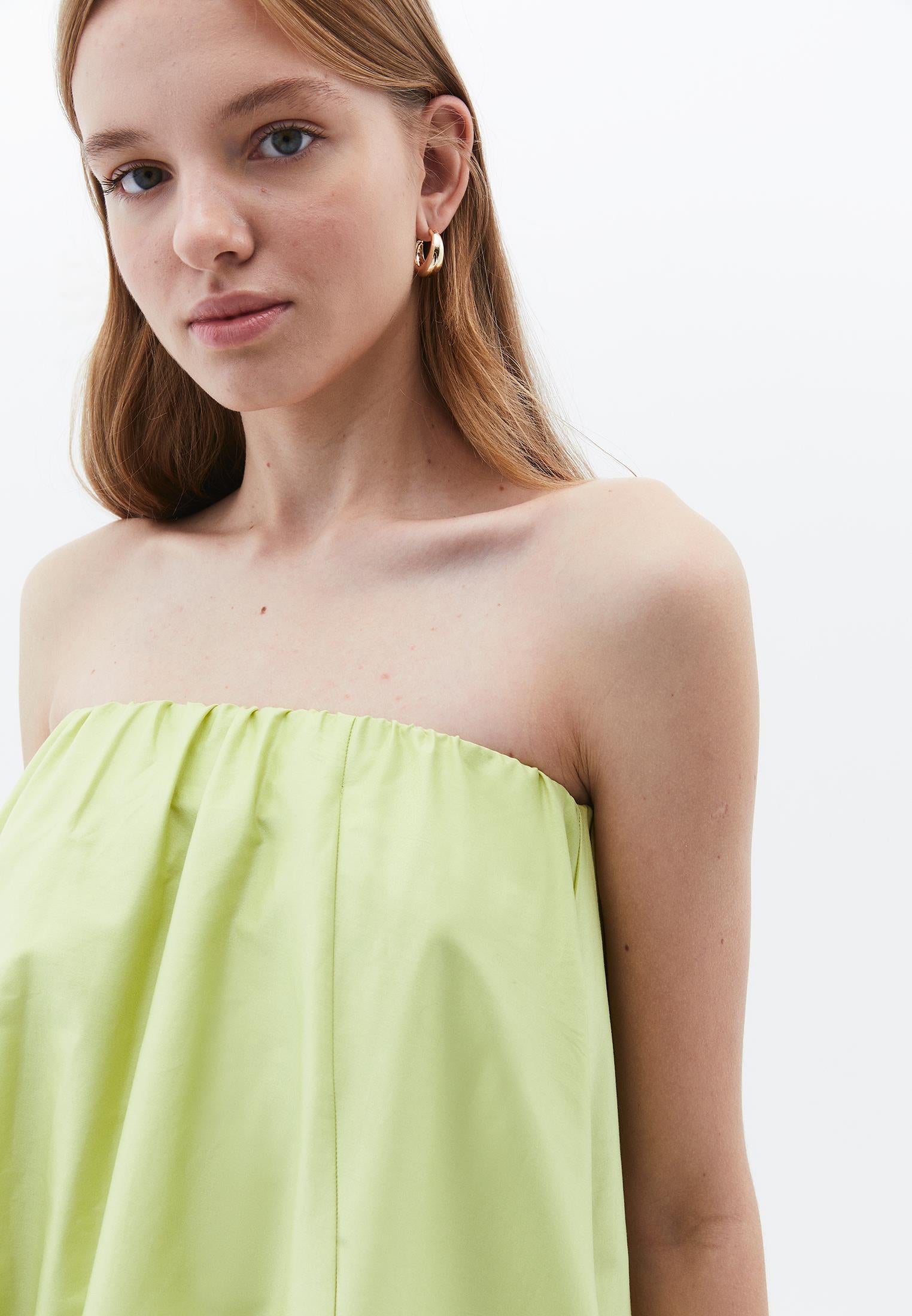 Strapless Balloon Form Summer Dress - LIME SHERBET
