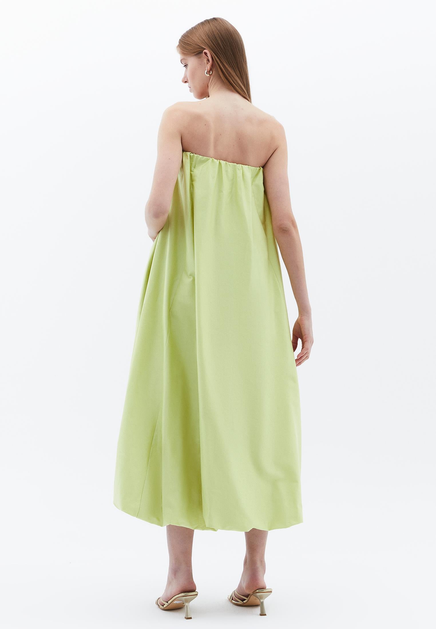 Strapless Balloon Form Summer Dress - LIME SHERBET