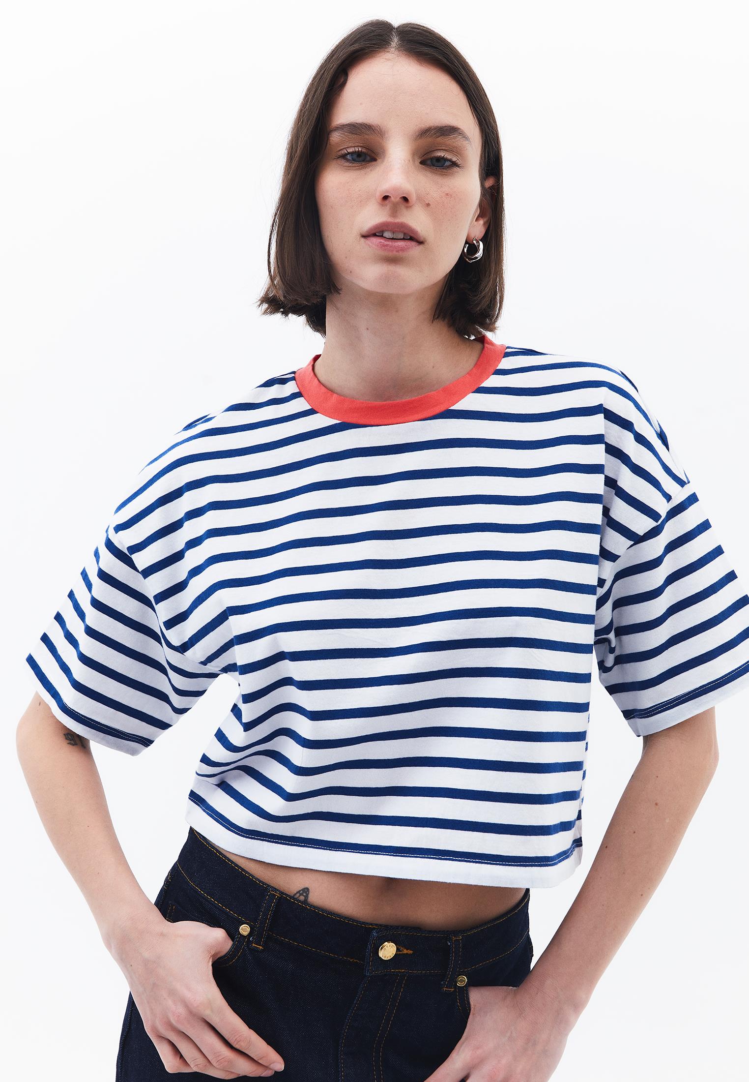 Short Sleeve Crop Crew Neck T-Shirt - WHITE/LIMOGES