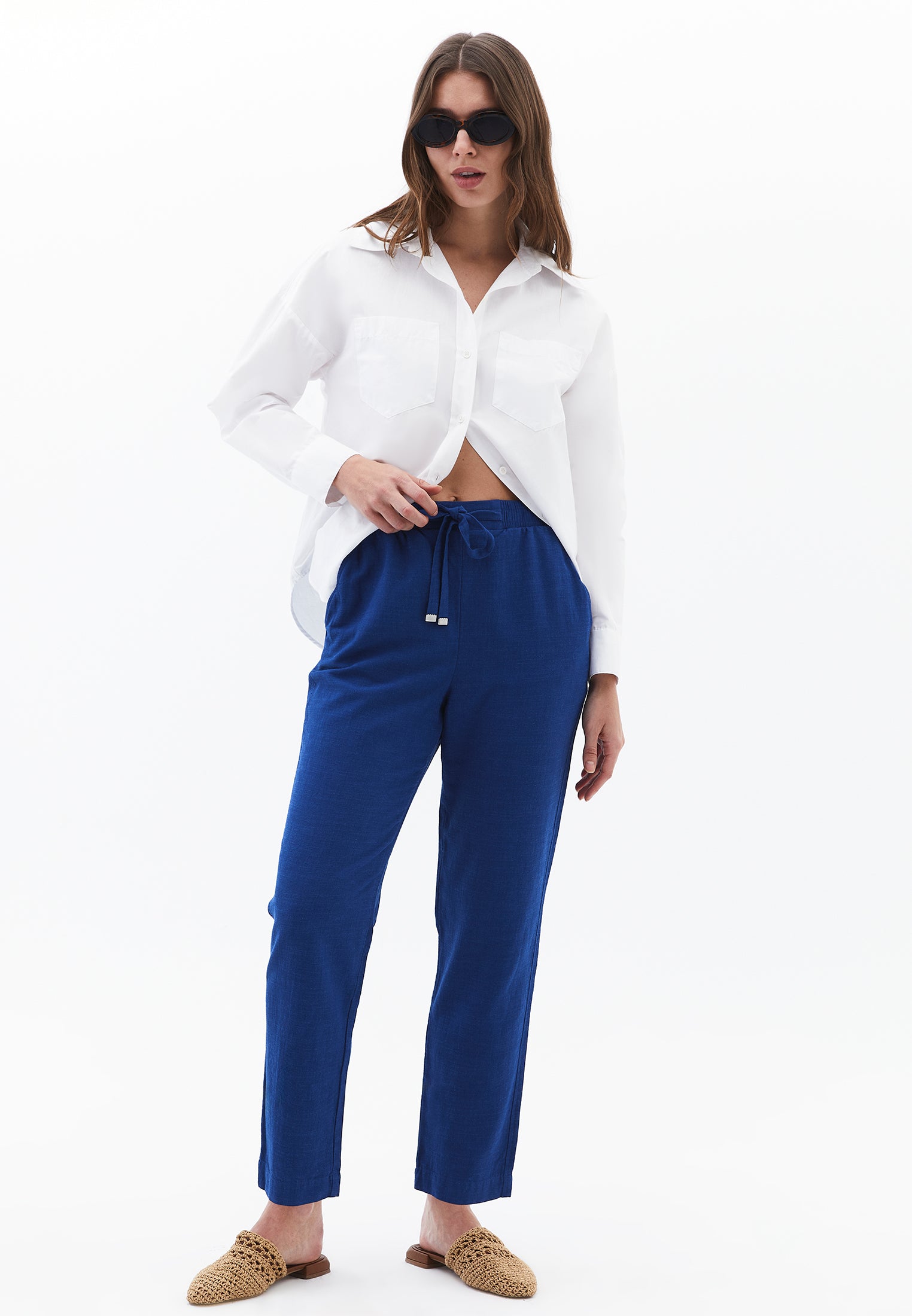 Carrot Cut Linen Pants - LIMOGES