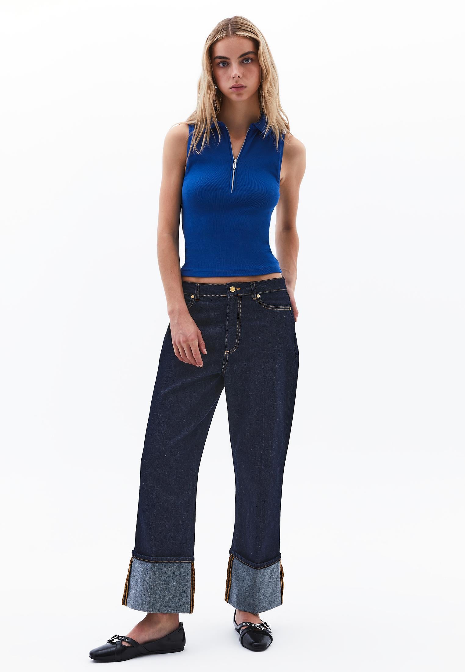 Polo Neck Tank Top - LIMOGES