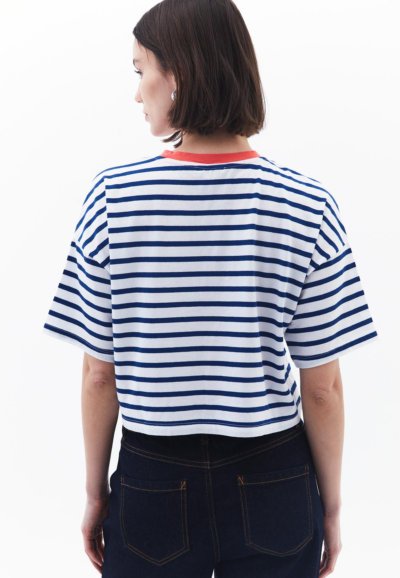 Short Sleeve Crop Crew Neck T-Shirt - WHITE/LIMOGES