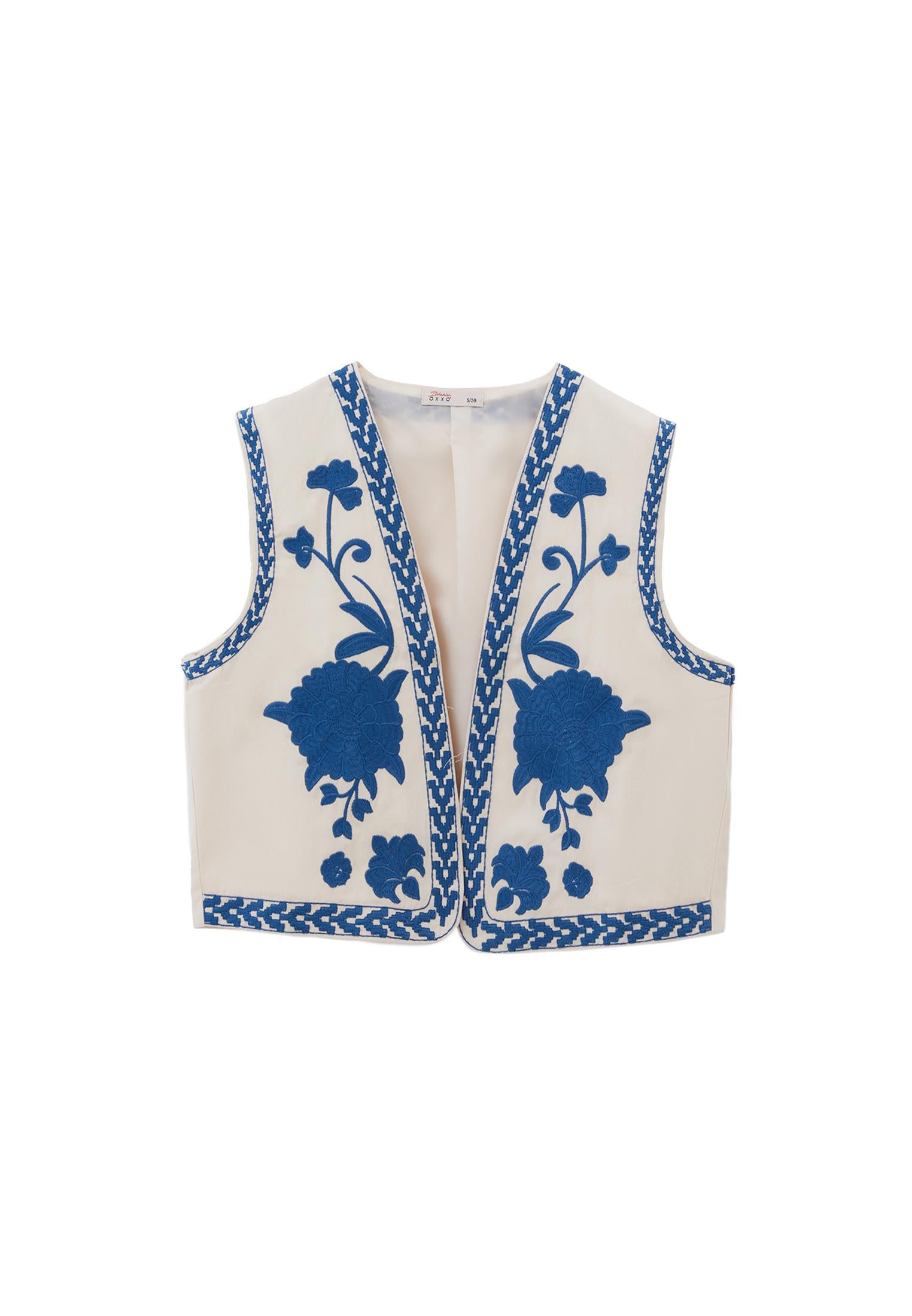 Embroidered Vest - ALMOND MILK / LIMOGES