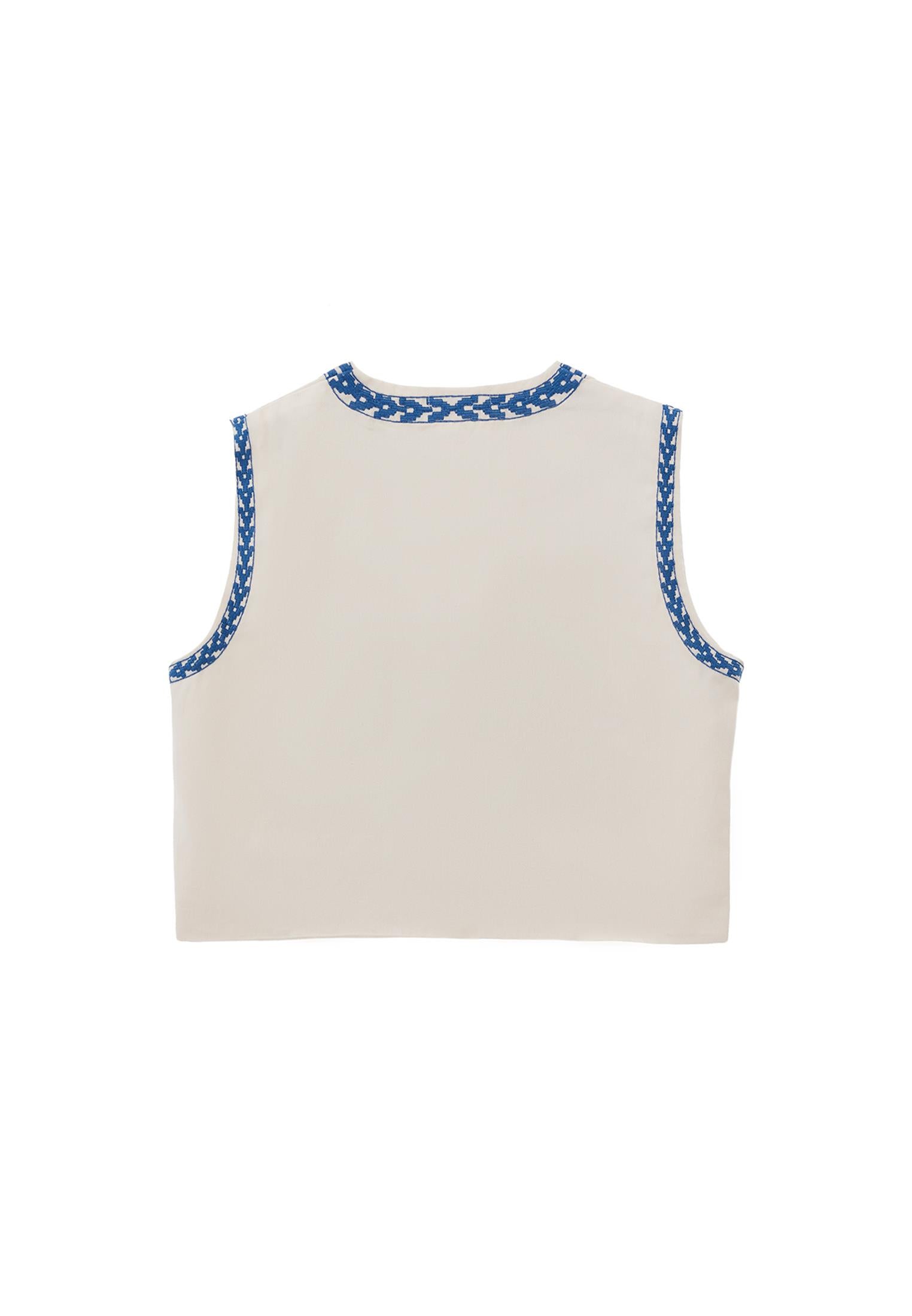 Embroidered Vest - ALMOND MILK / LIMOGES