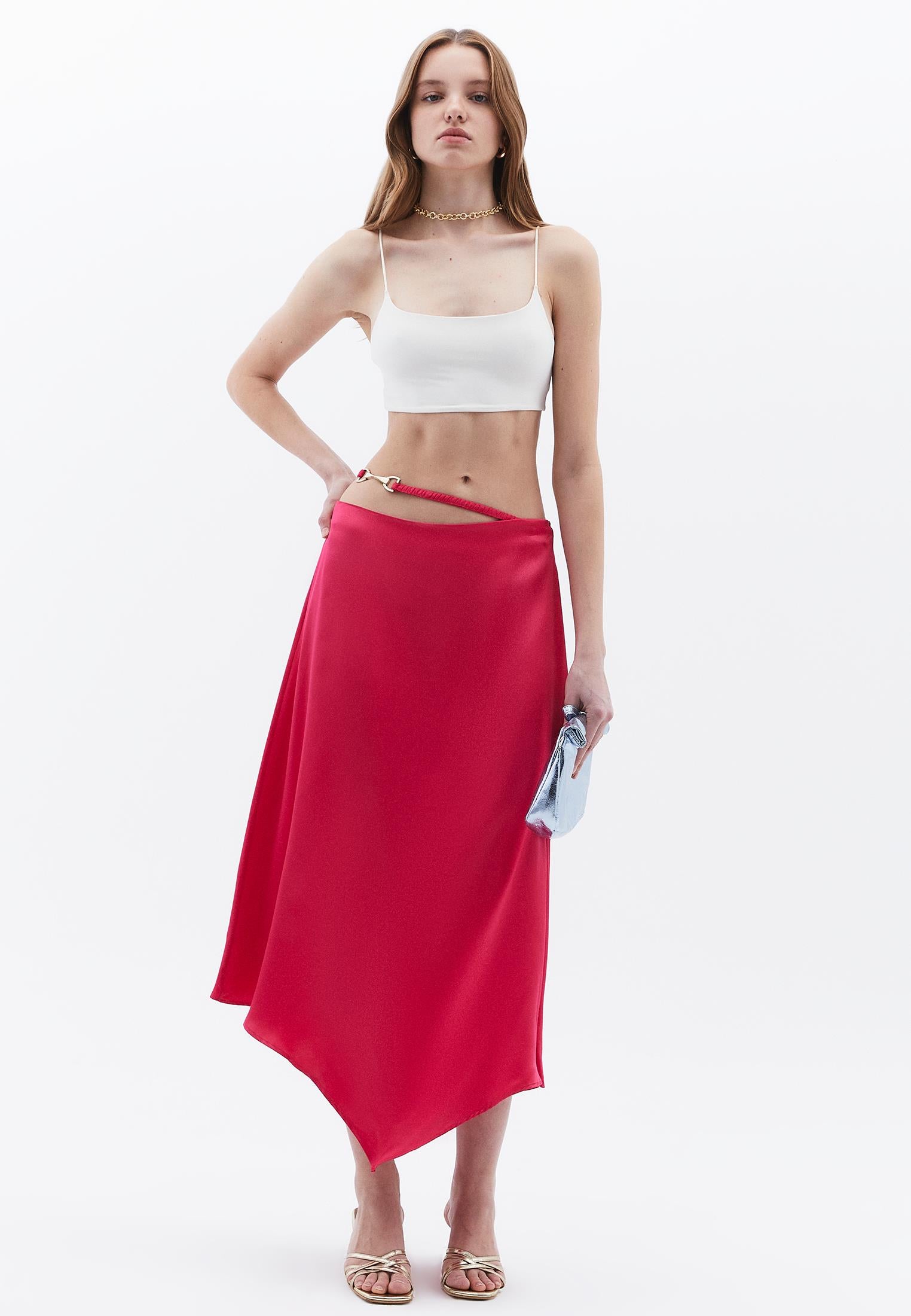 Asymmetric Buckled A-Line Long Skirt - LOVE POTION