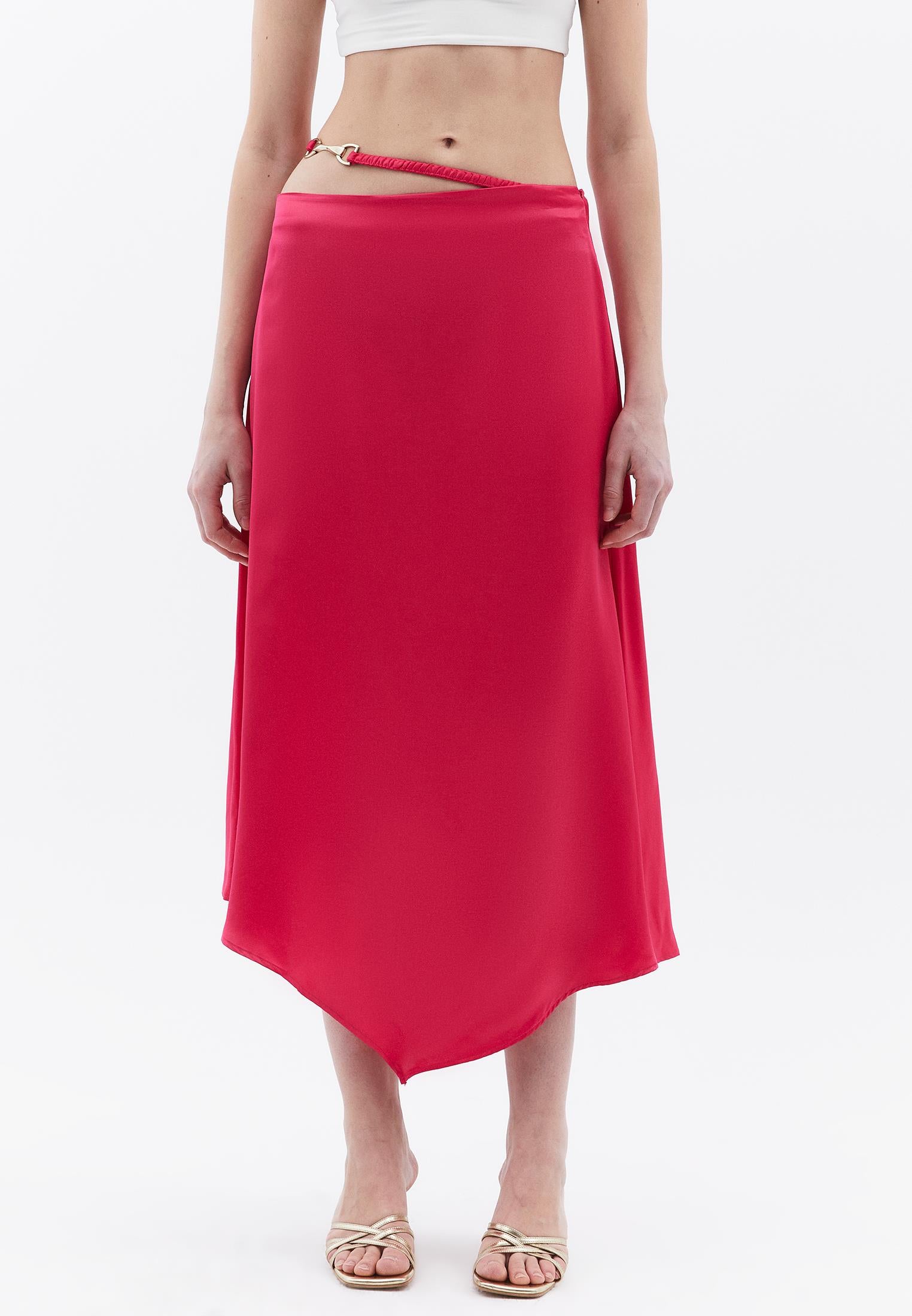 Asymmetric Buckled A-Line Long Skirt - LOVE POTION