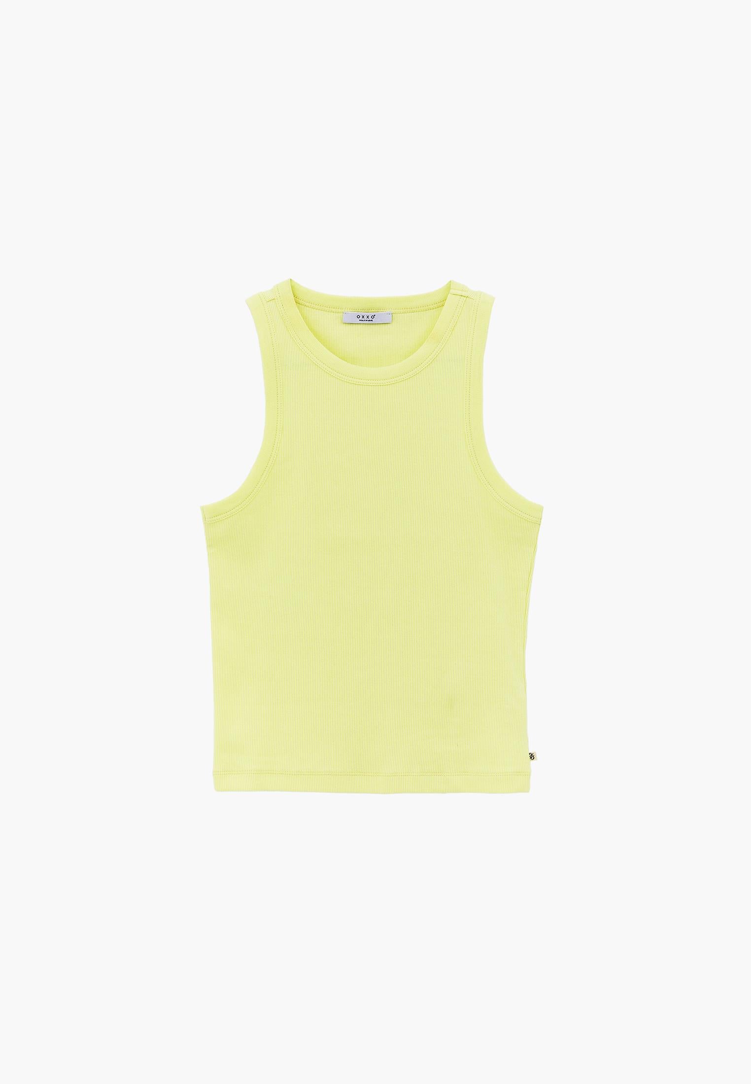 Crew Neck Bodycon Tank Top - LUMINARY GREEN