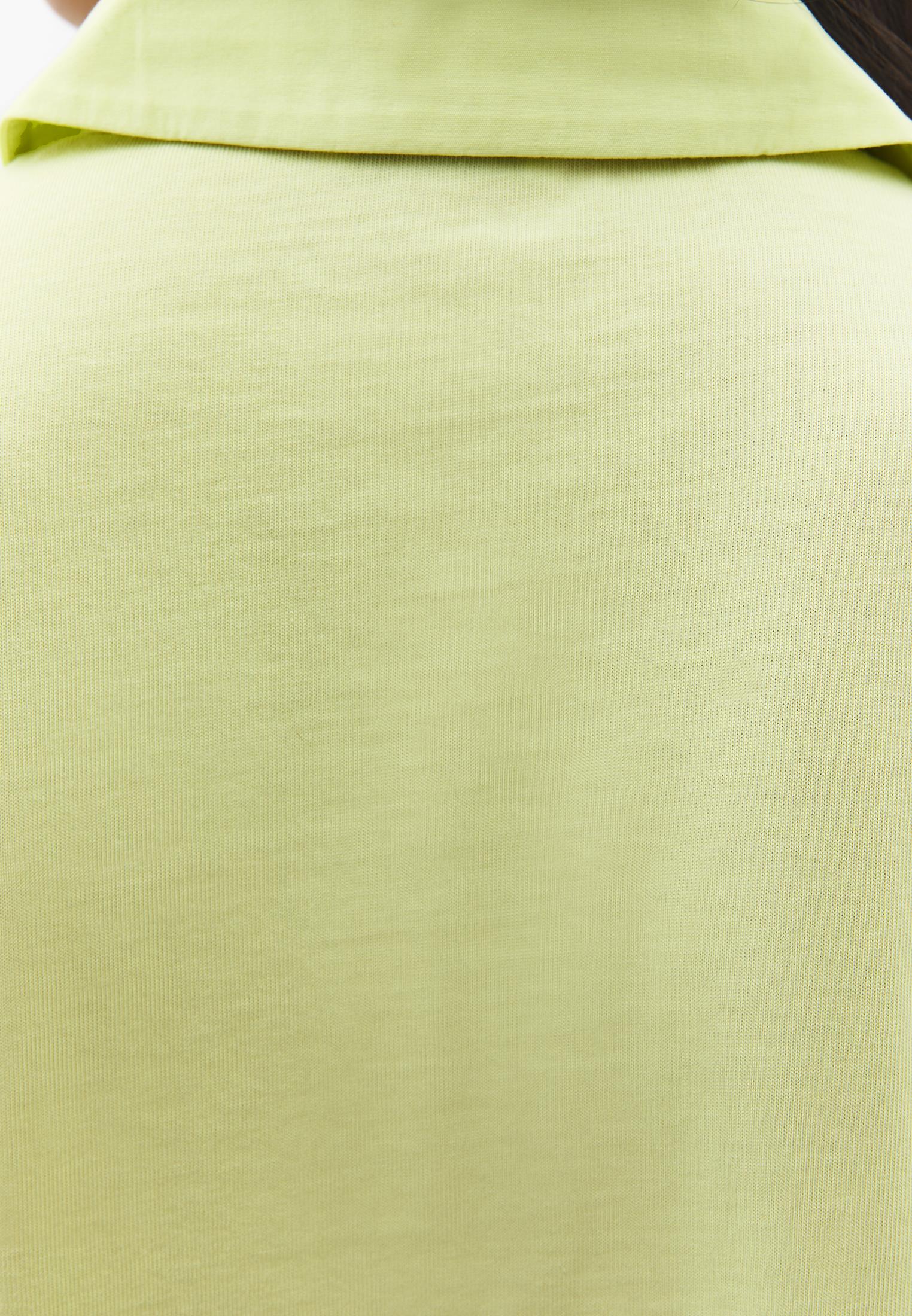 Button Detailed Polo Neck T-Shirt - LUMINARY GREEN