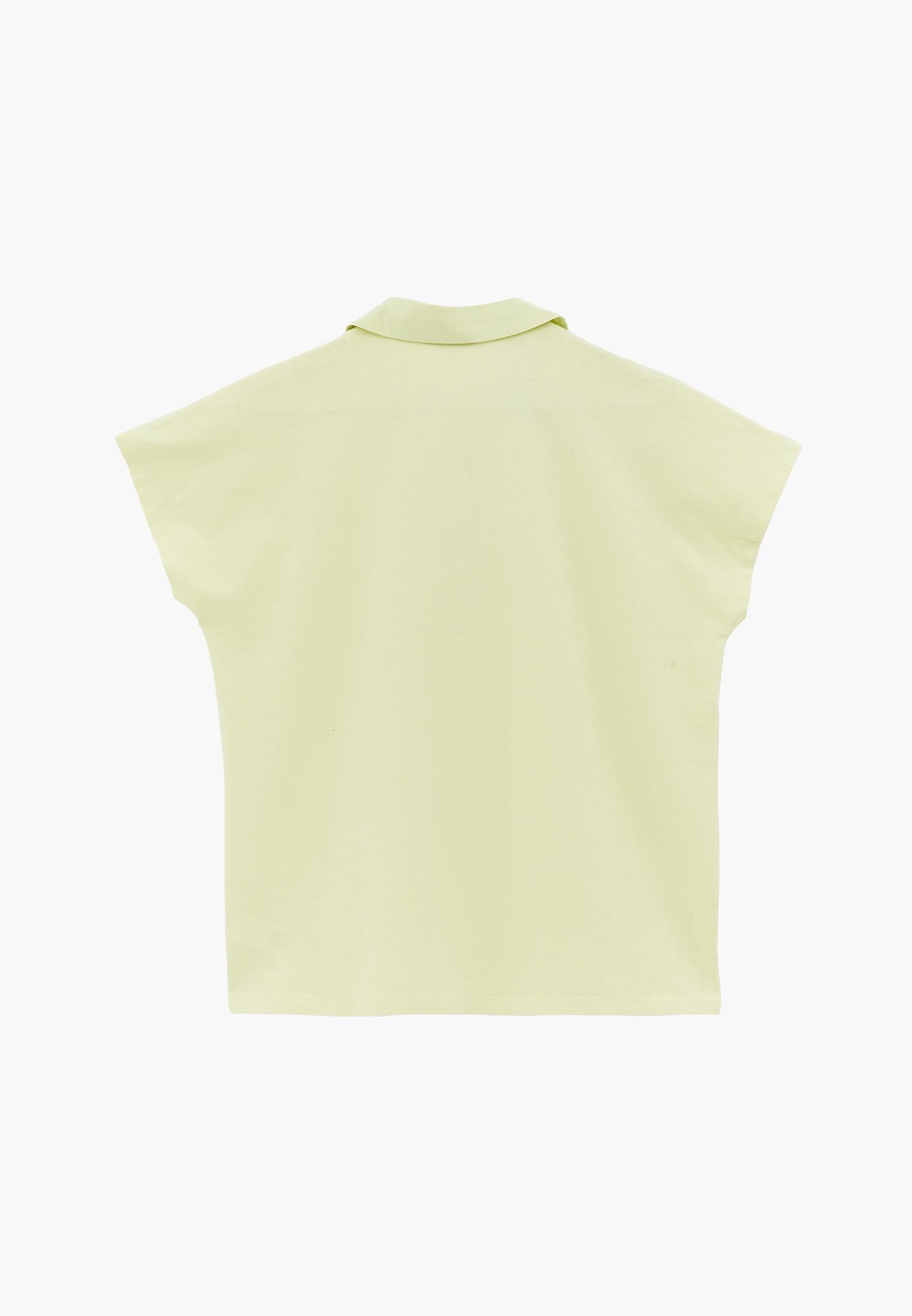 Button Detailed Polo Neck T-Shirt - LUMINARY GREEN