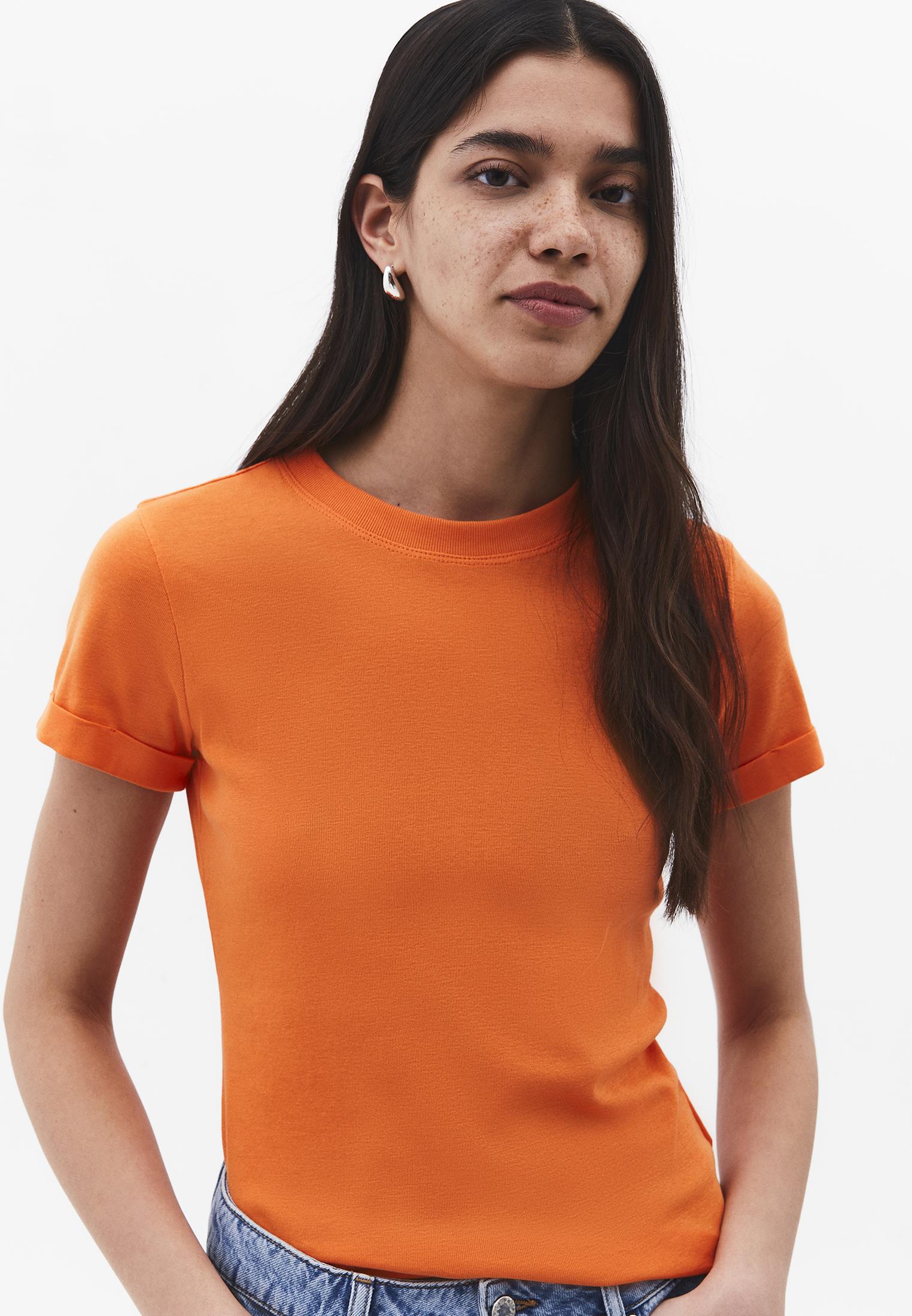 Crew Neck Short Sleeve T-Shirt - MANDARIN ORANGE