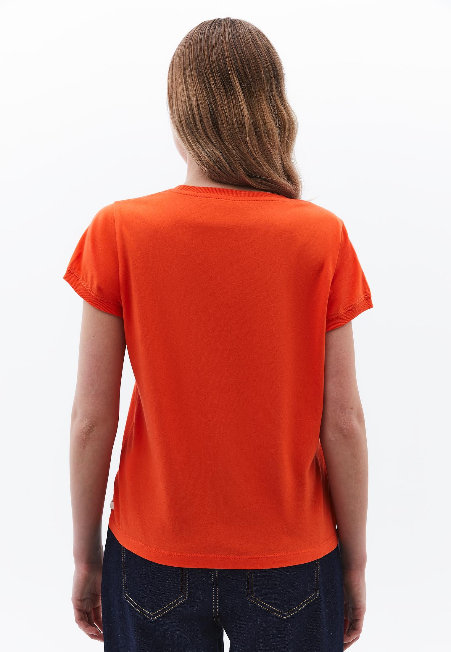 Crew Neck Short Sleeve T-Shirt - MANDARIN RED
