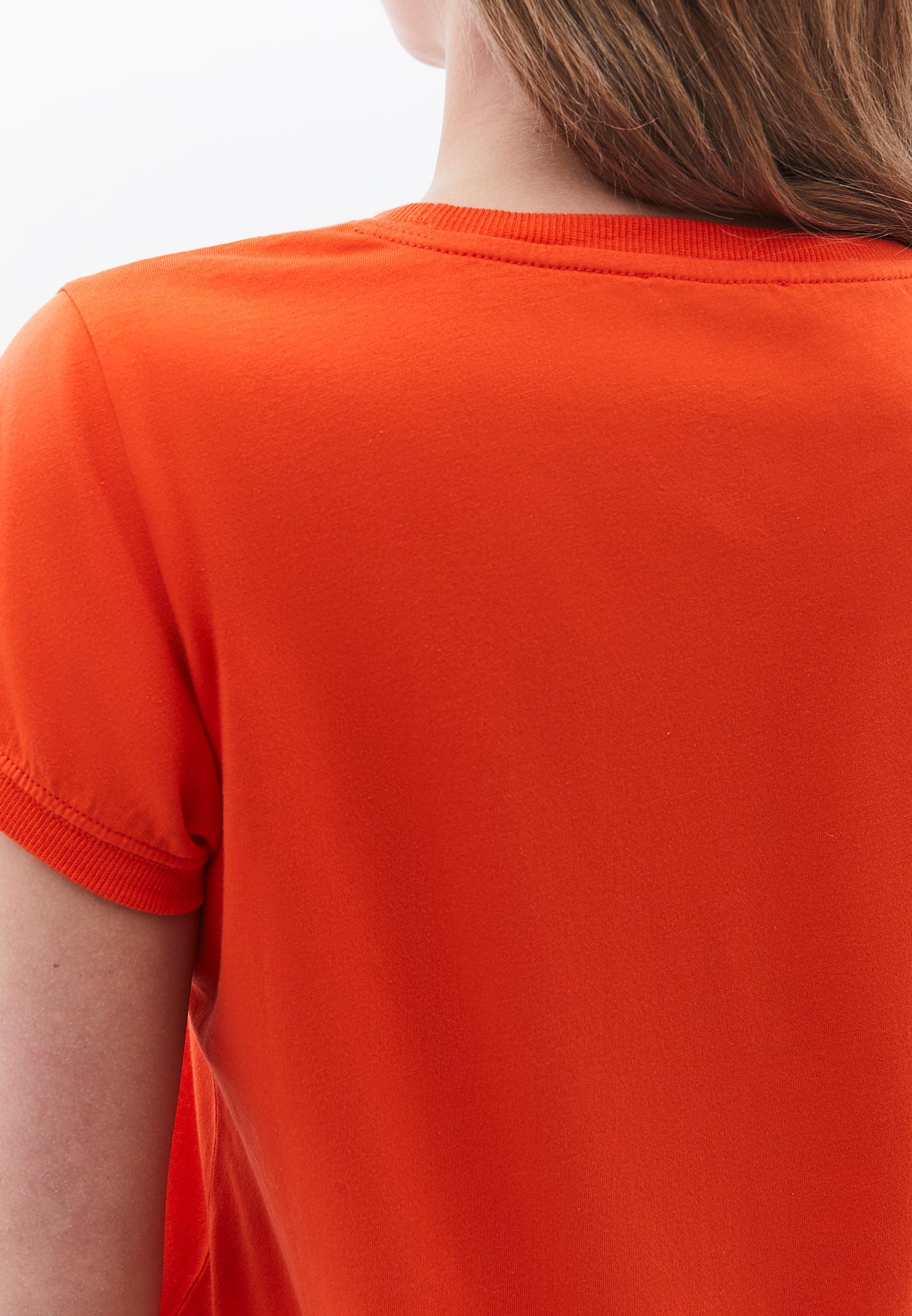 Crew Neck Short Sleeve T-Shirt - MANDARIN RED