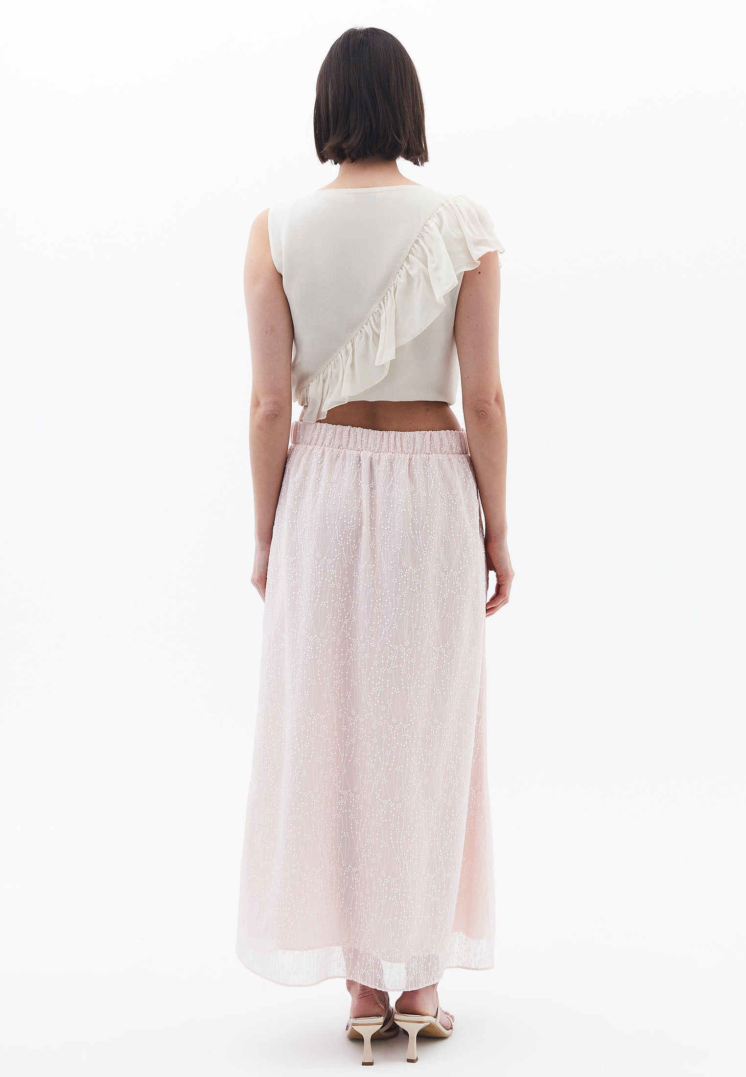 A-Line Long Embroidered Skirt - MAUVE CHALK