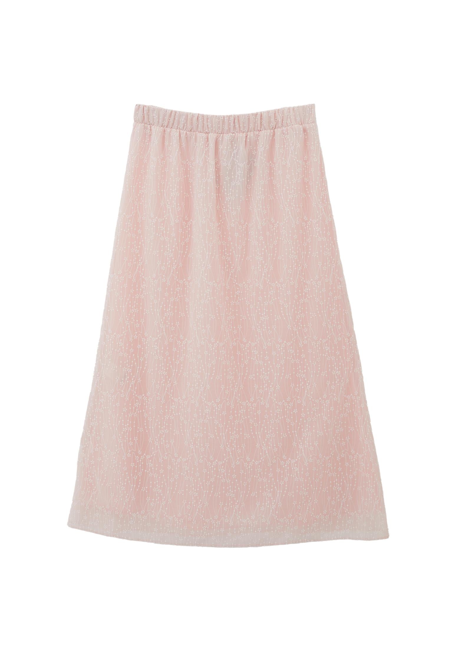 A-Line Long Embroidered Skirt - MAUVE CHALK