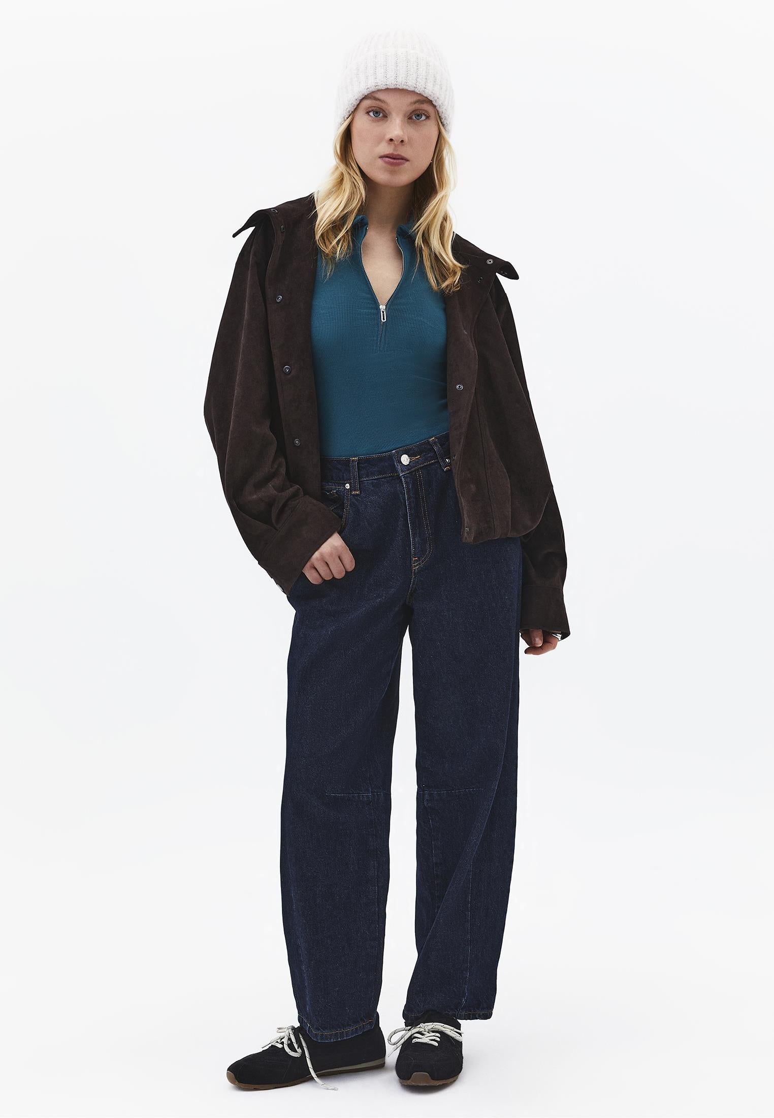 Polo Collar Zip Detailed Long Sleeve T-Shirt - MEDITERRANEA