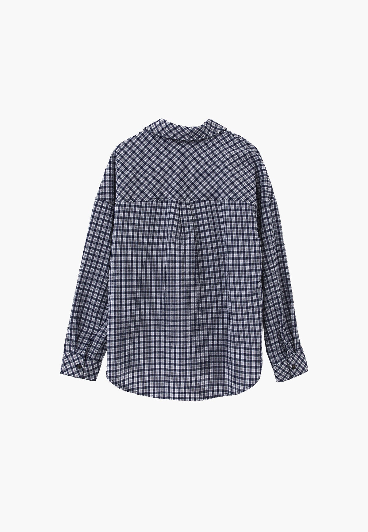 Oversize Shirt, Pocket Shirt, Long Sleeve Shirt, Women's Top Garment, Woven Fabric - MIDNIGHT CHECK