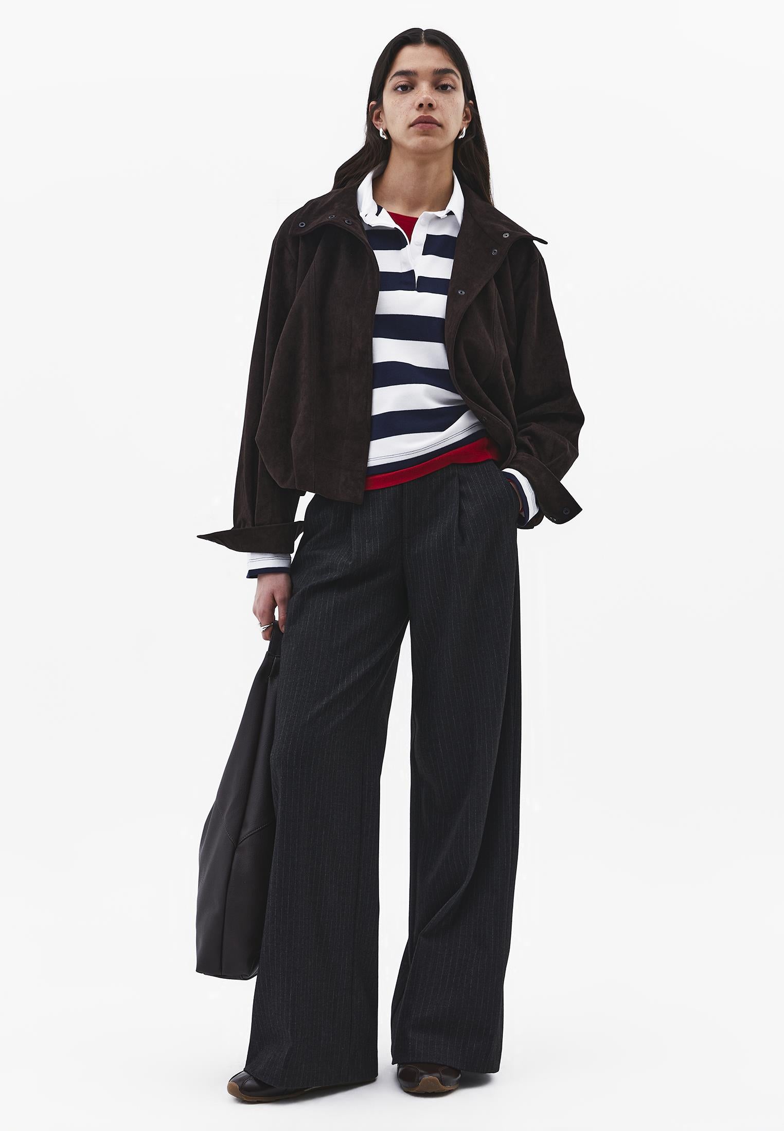 Polo Collar Long Sleeve Buttoned T-Shirt - MIDNIGHT STRIPED