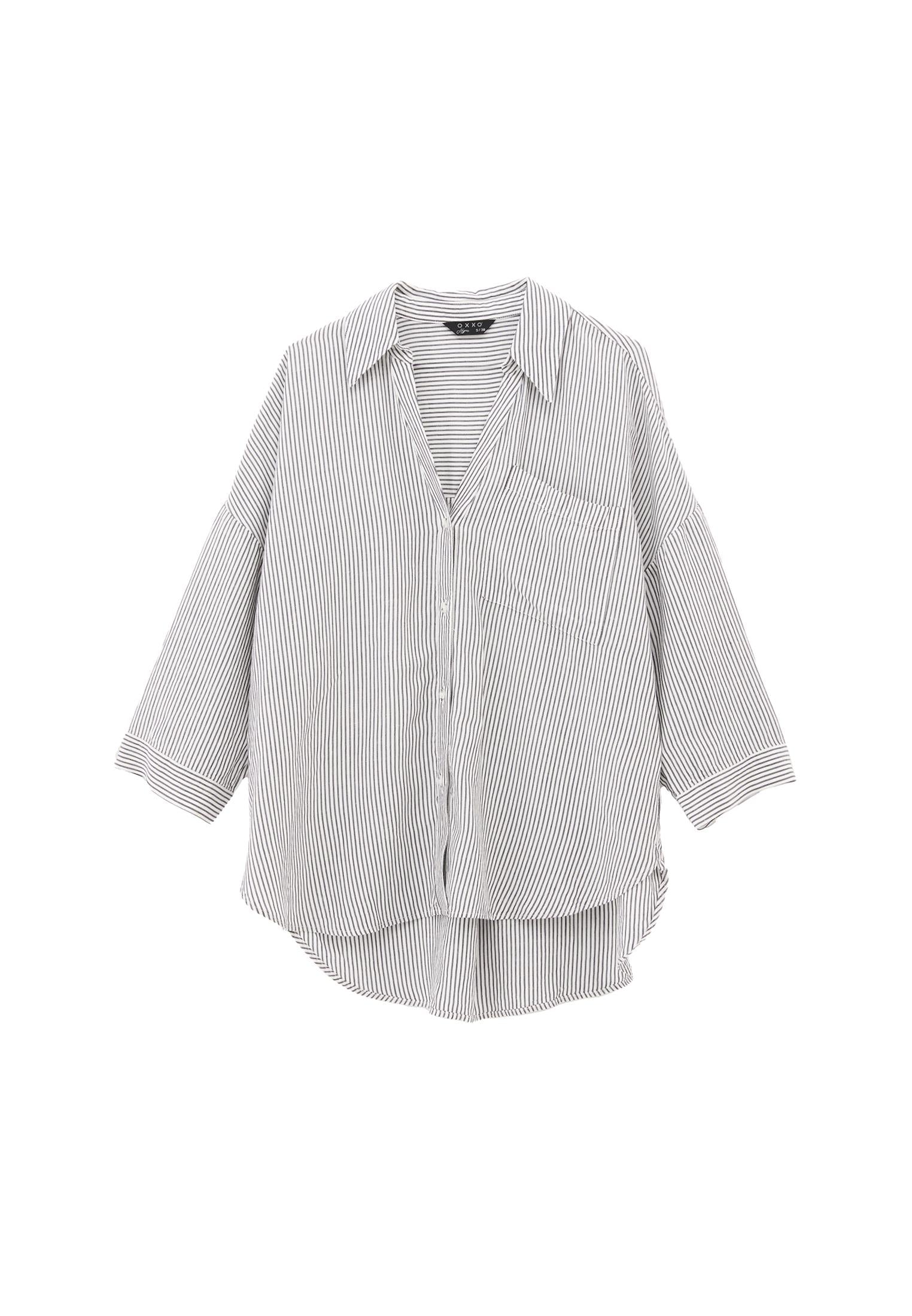 Linen Oversize Tunic Shirt - MIDNIGHT STRIPE