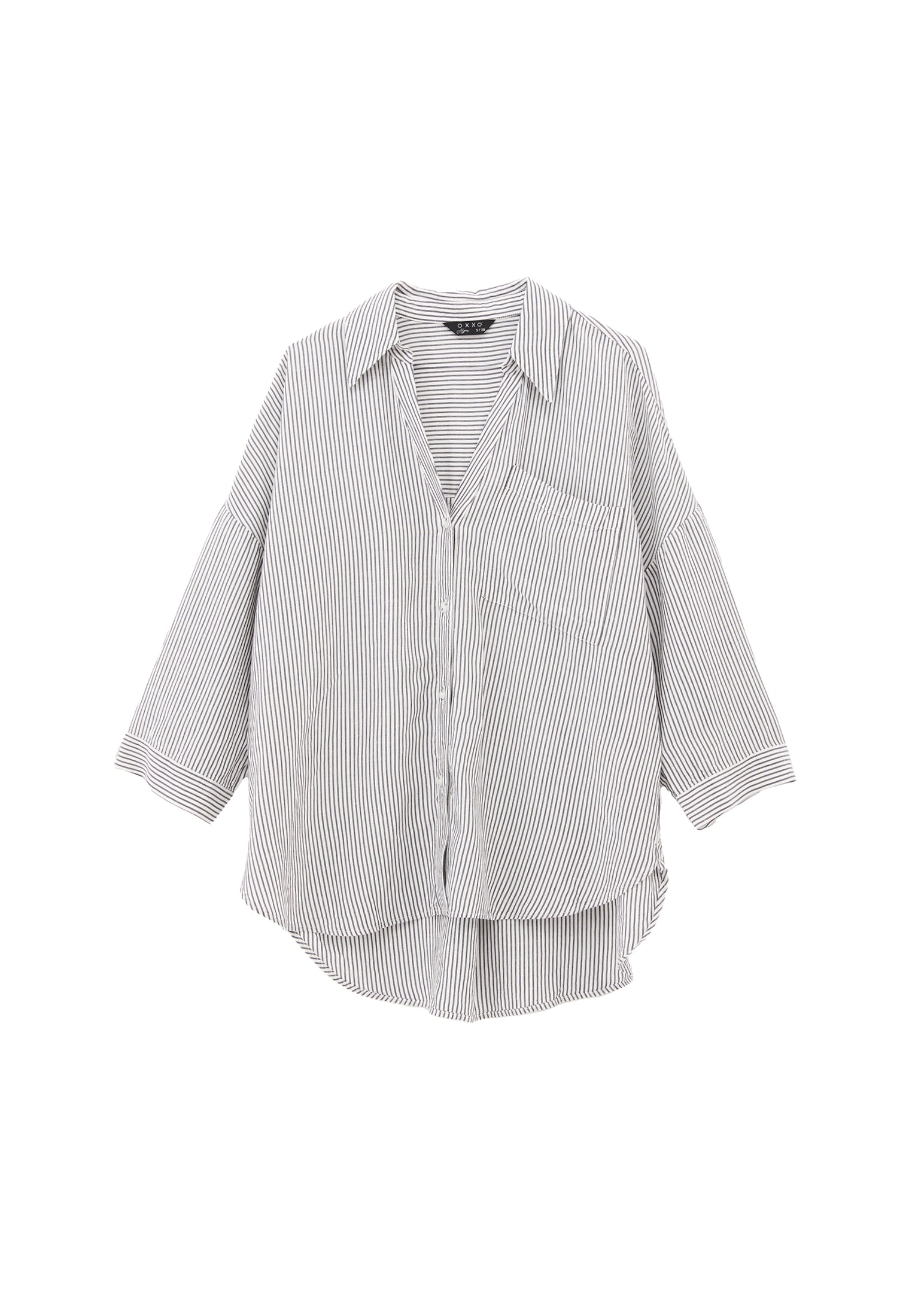 Linen Oversize Tunic Shirt - MIDNIGHT STRIPE