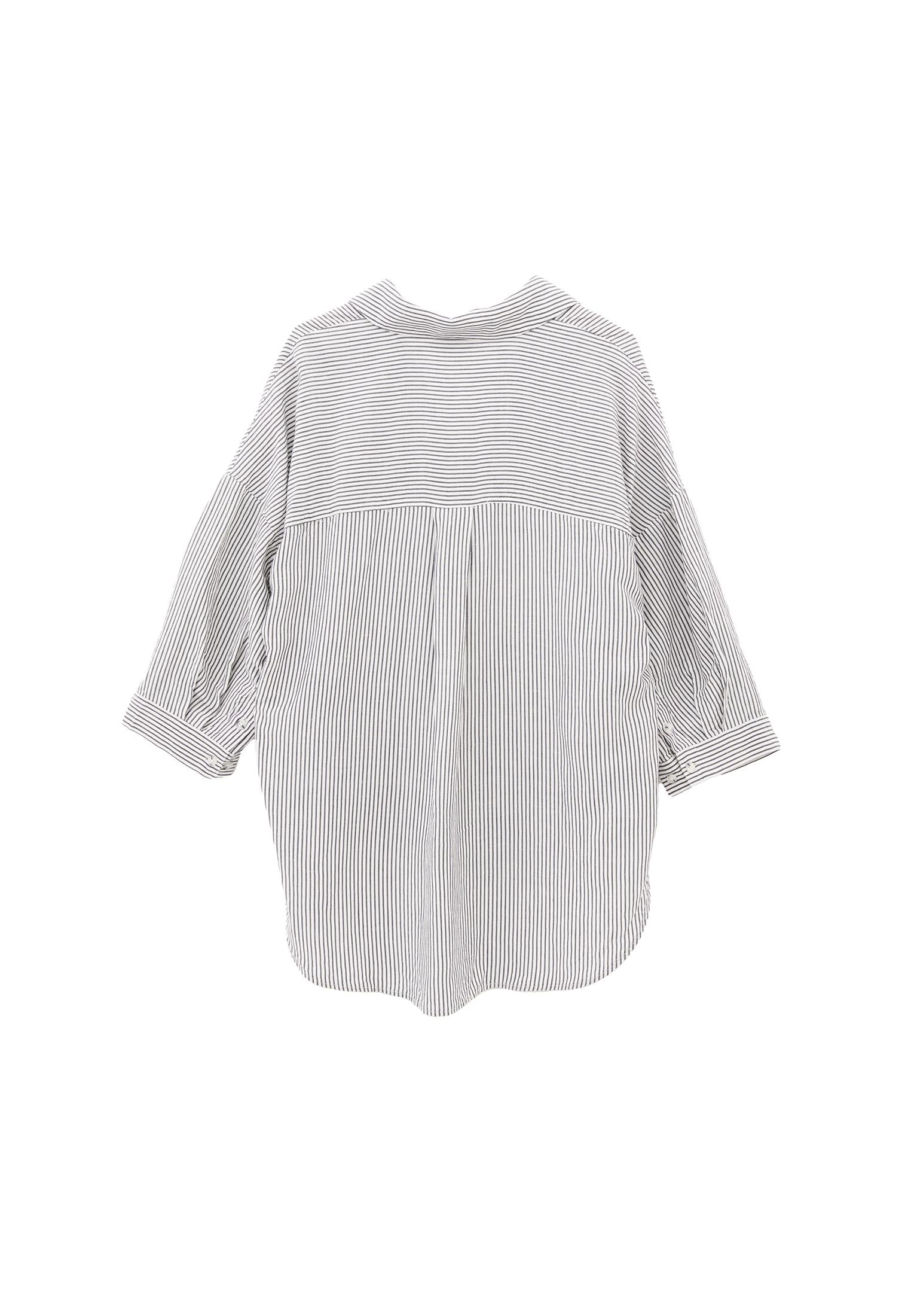 Linen Oversize Tunic Shirt - MIDNIGHT STRIPE