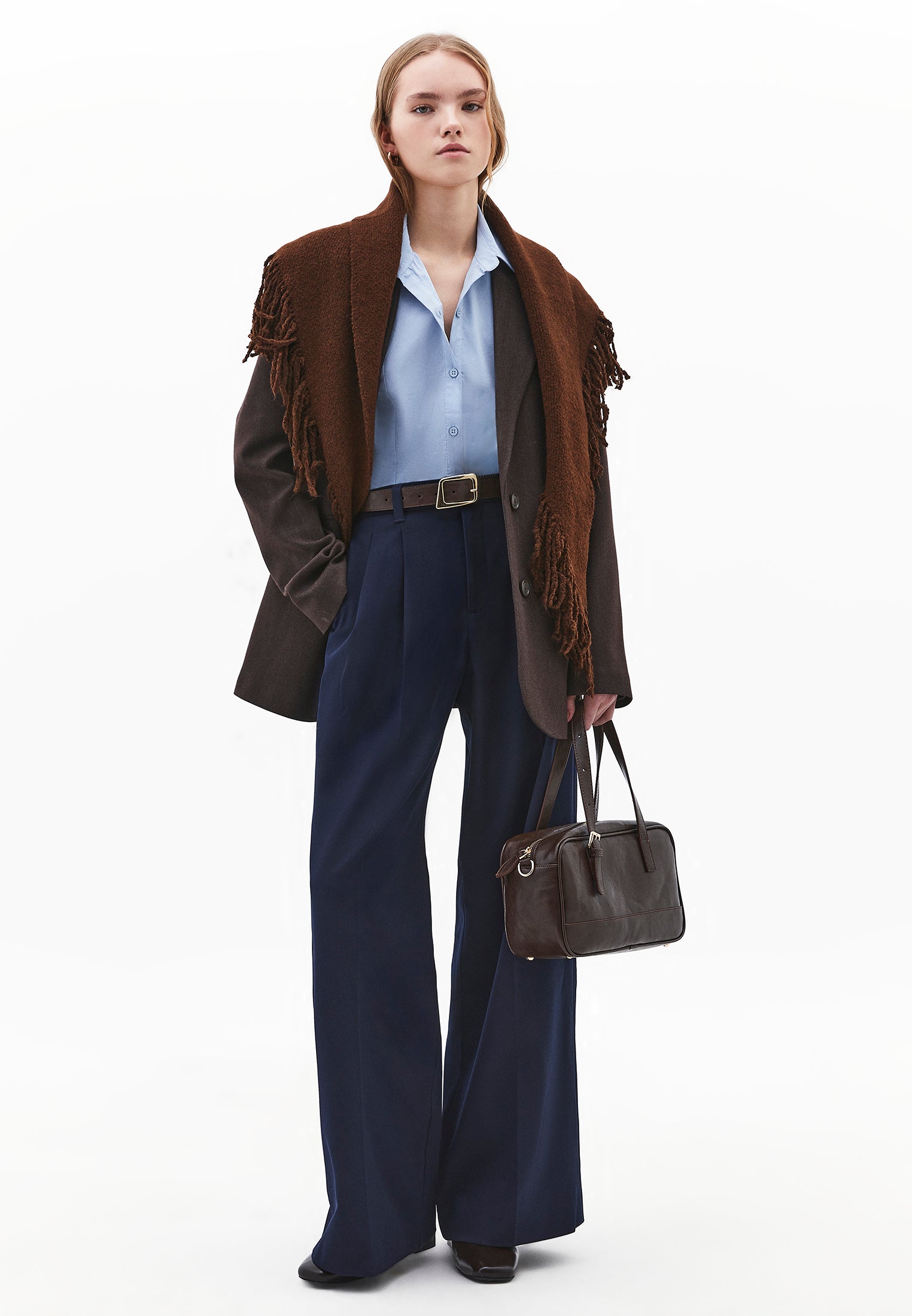 Pleated Standard Wide Leg Pants - MIDNIGHT