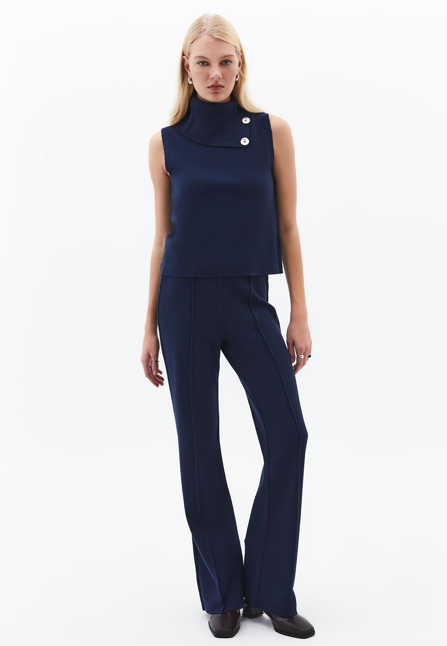 High Waist Spanish Leg Pants - MIDNIGHT