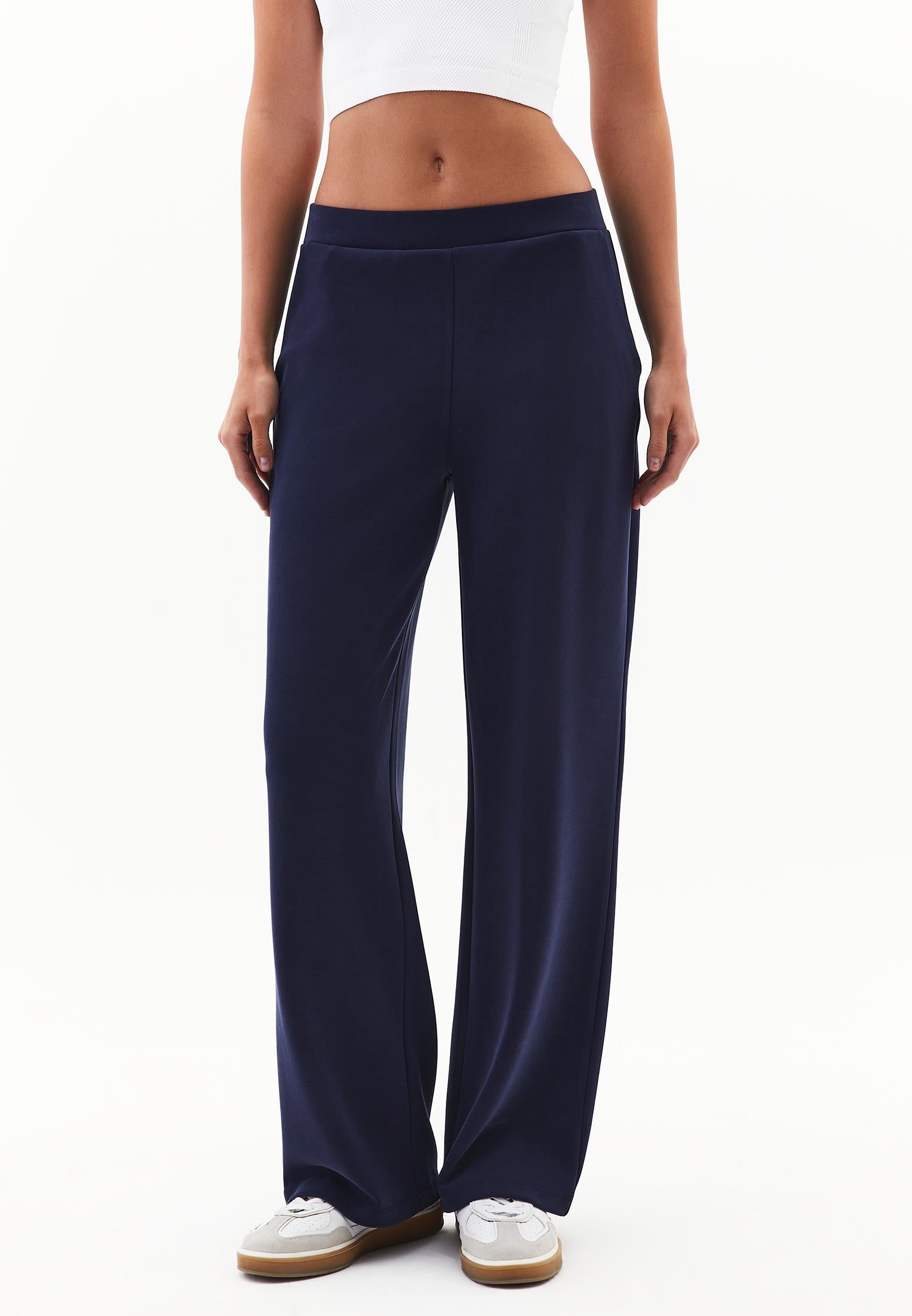 High Waist Standard Straight Leg Pants - MIDNIGHT