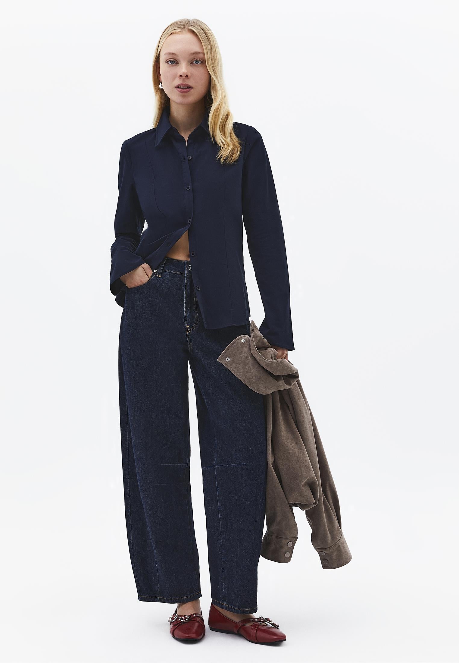 Buttoned Long Sleeve Shirt - MIDNIGHT