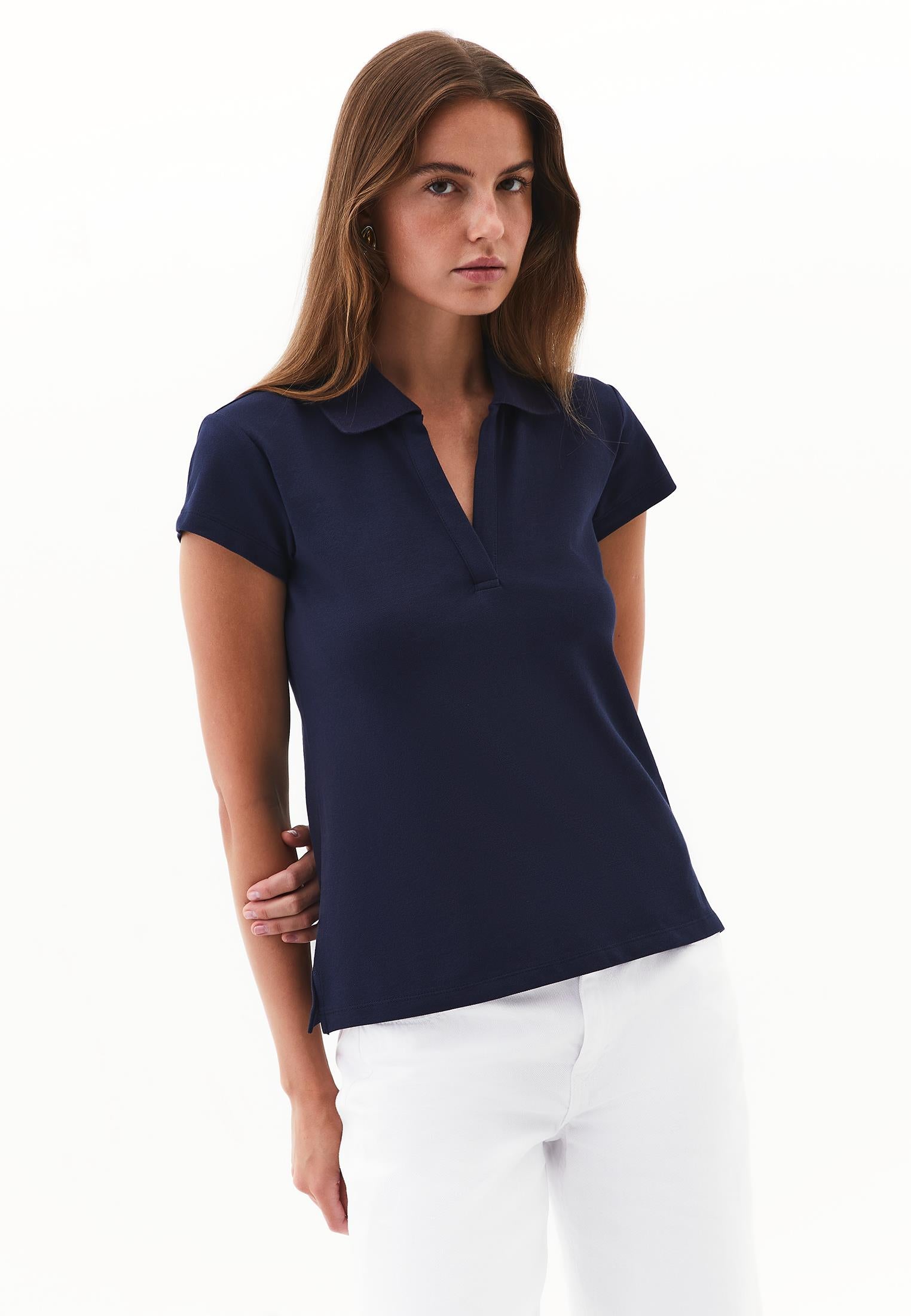 Polo Collar Short Sleeve Standard T-Shirt - MIDNIGHT