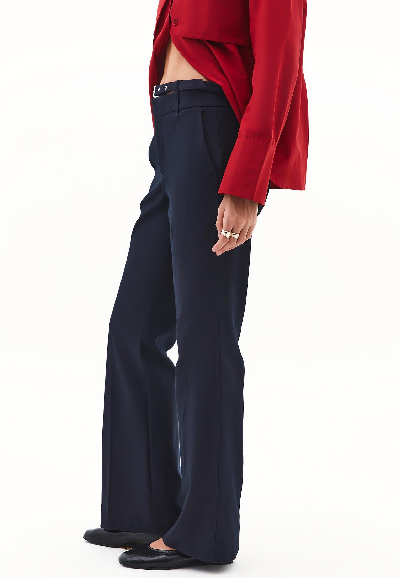 Spanish Leg Belt Detailed Trousers - MIDNIGHT