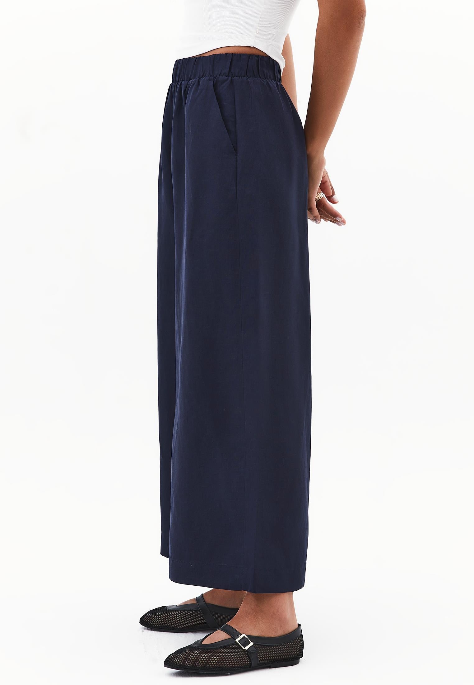 High Waist Wide Leg Pants - MIDNIGHT