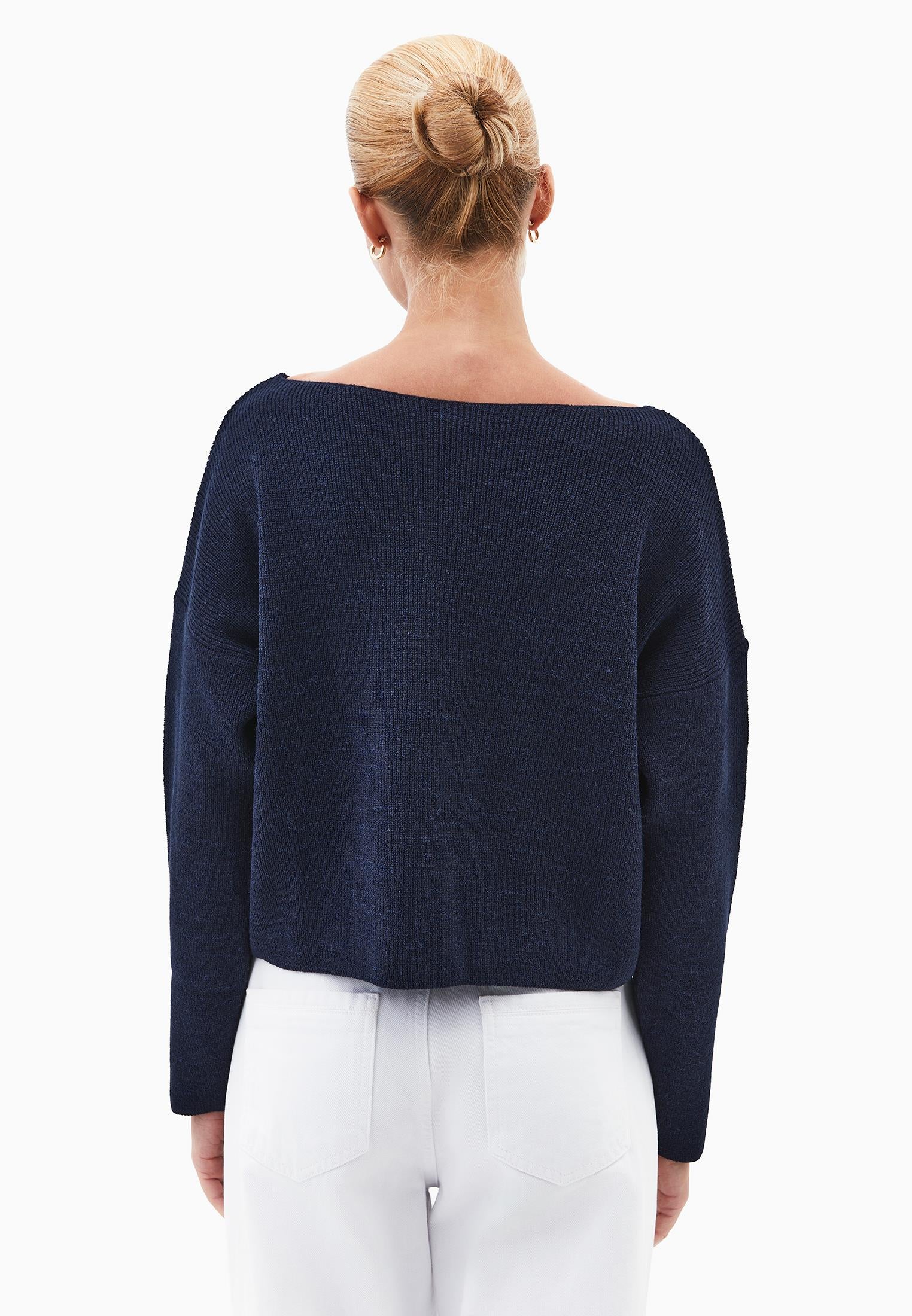 Boat Neck Polyamide Sweater - MIDNIGHT