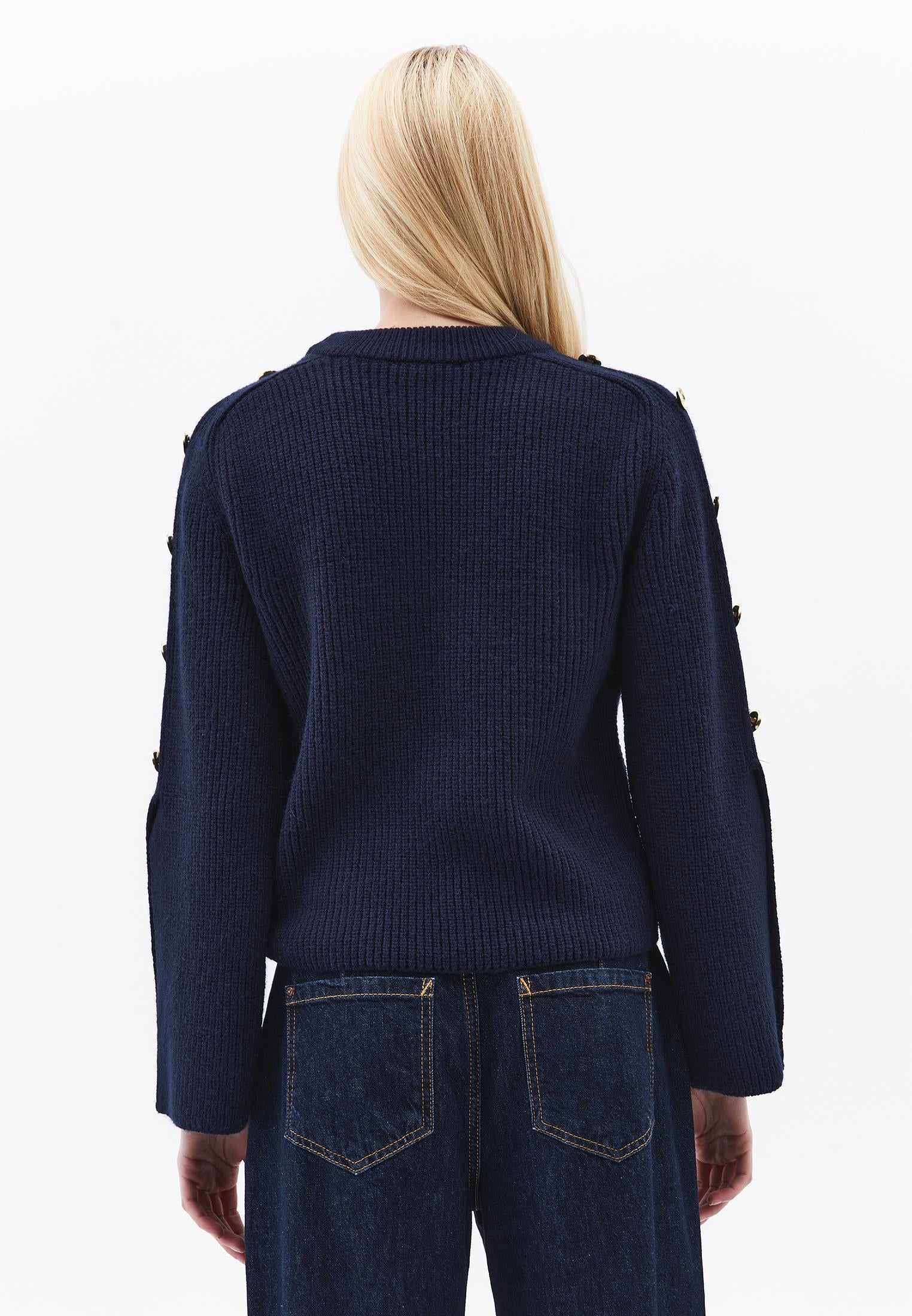 Sweater With Button Details - MIDNIGHT