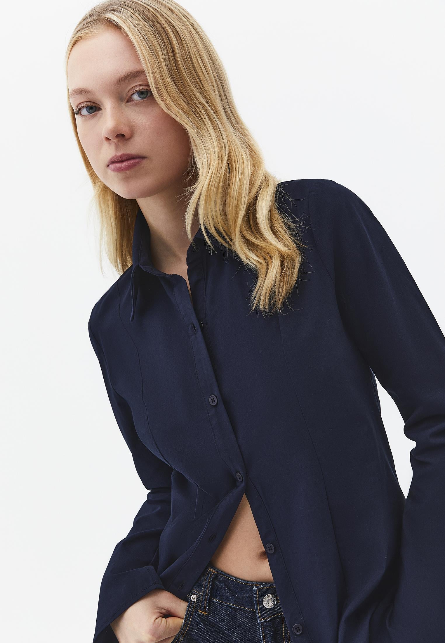Buttoned Long Sleeve Shirt - MIDNIGHT