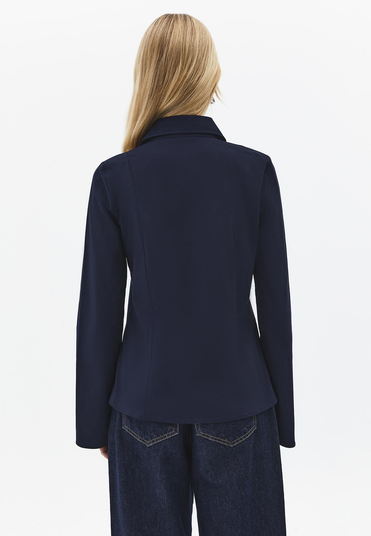 Buttoned Long Sleeve Shirt - MIDNIGHT