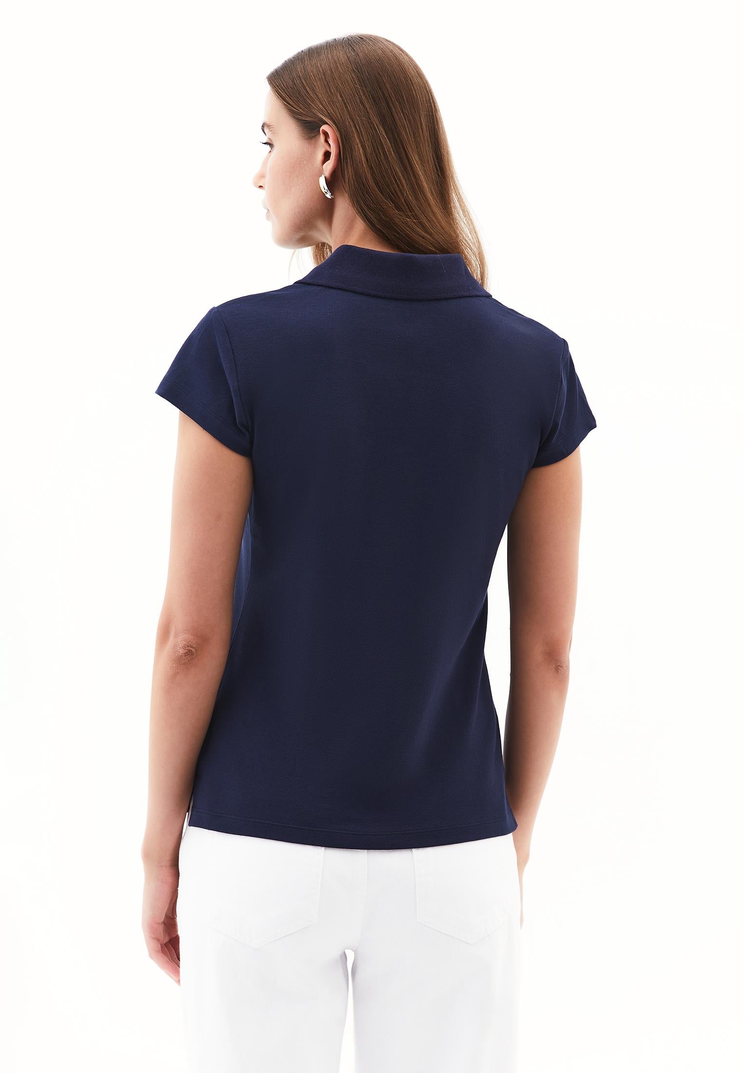 Polo Collar Short Sleeve Standard T-Shirt - MIDNIGHT