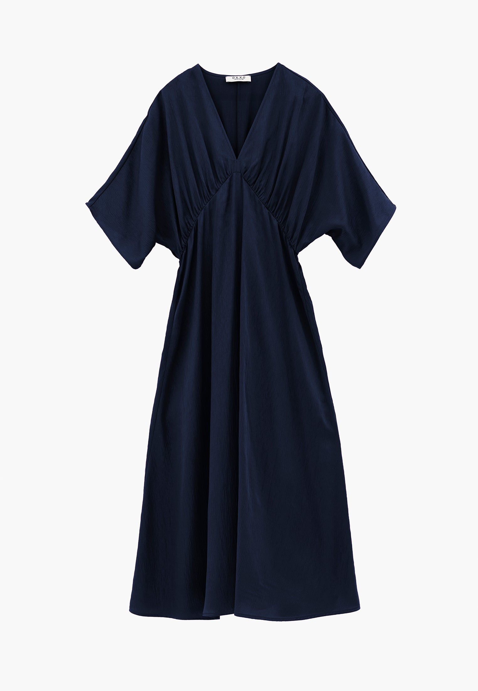V-Neck Batwing Sleeve Long Dress - MIDNIGHT