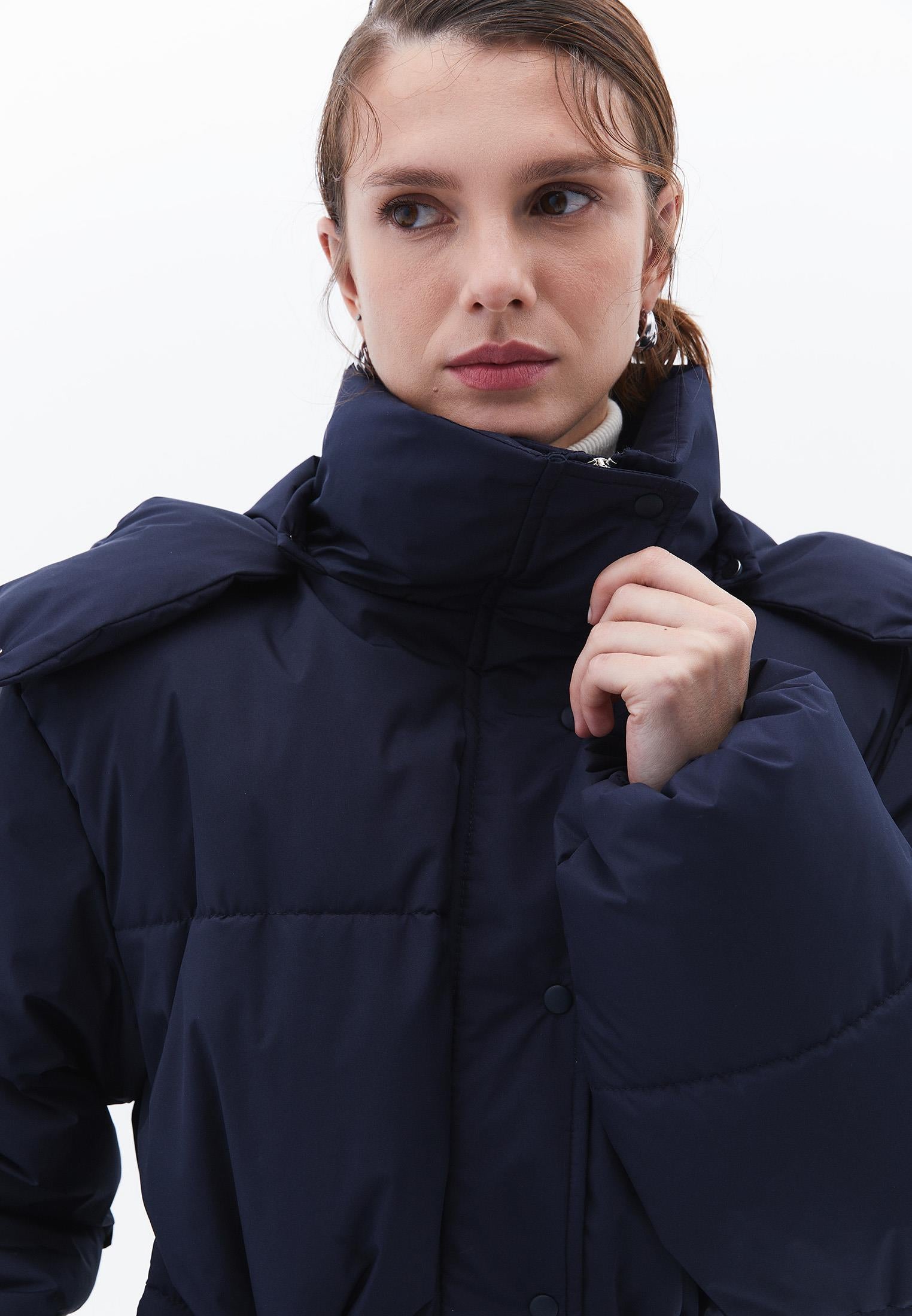 Midi Length Hooded Coat - MIDNIGHT