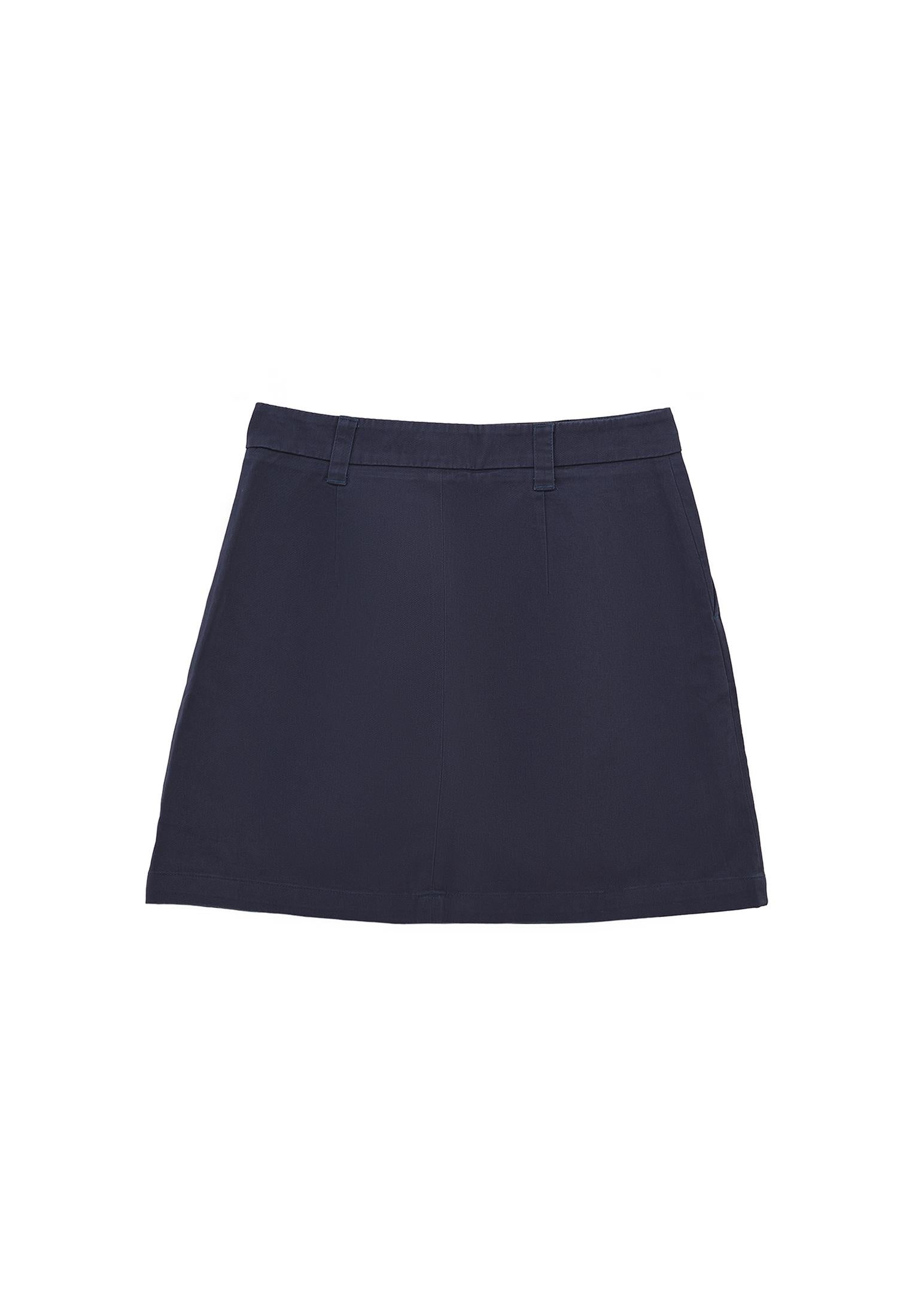 Cotton Slim Fit Mini Skirt - MIDNIGHT