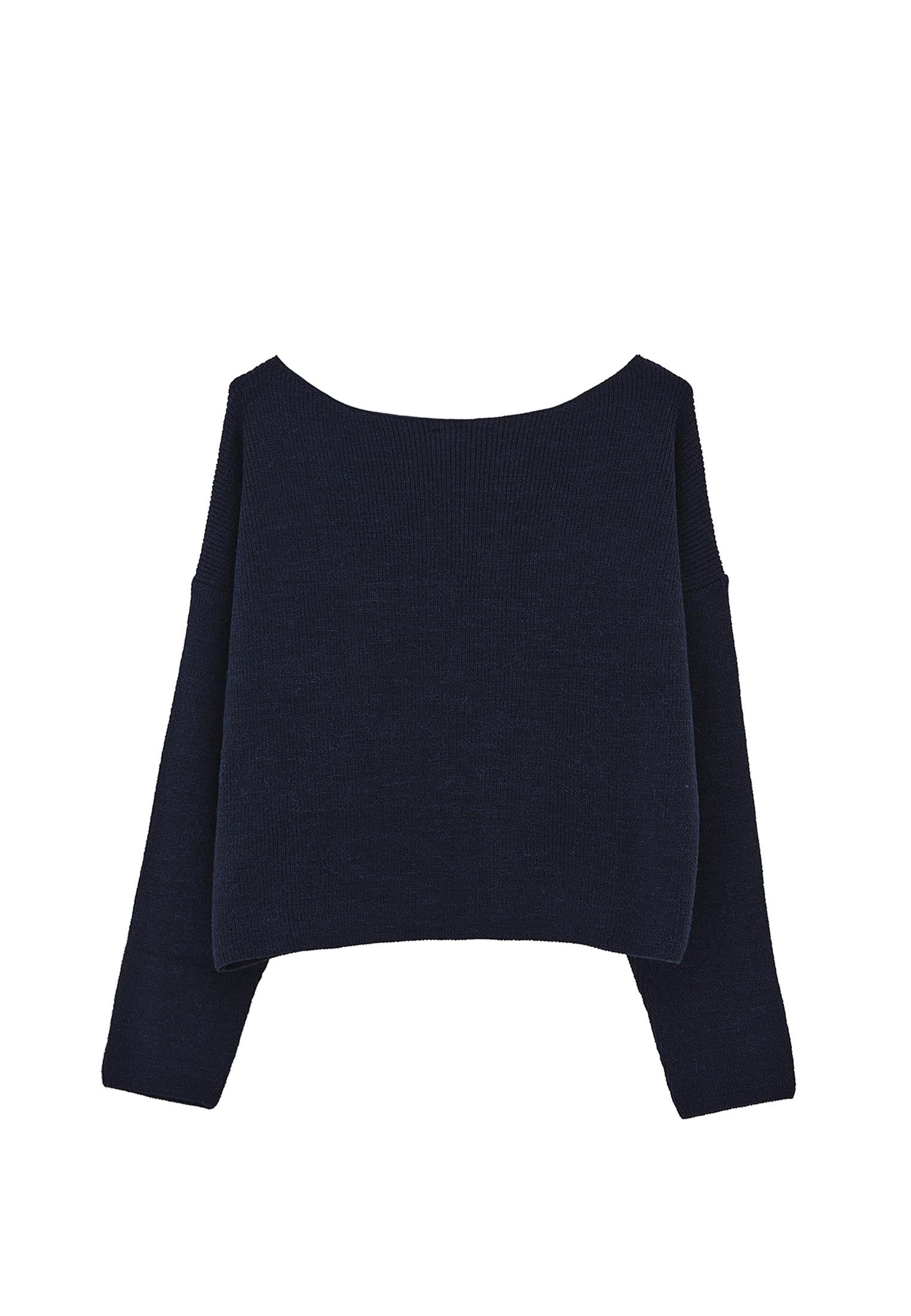 Boat Neck Polyamide Sweater - MIDNIGHT