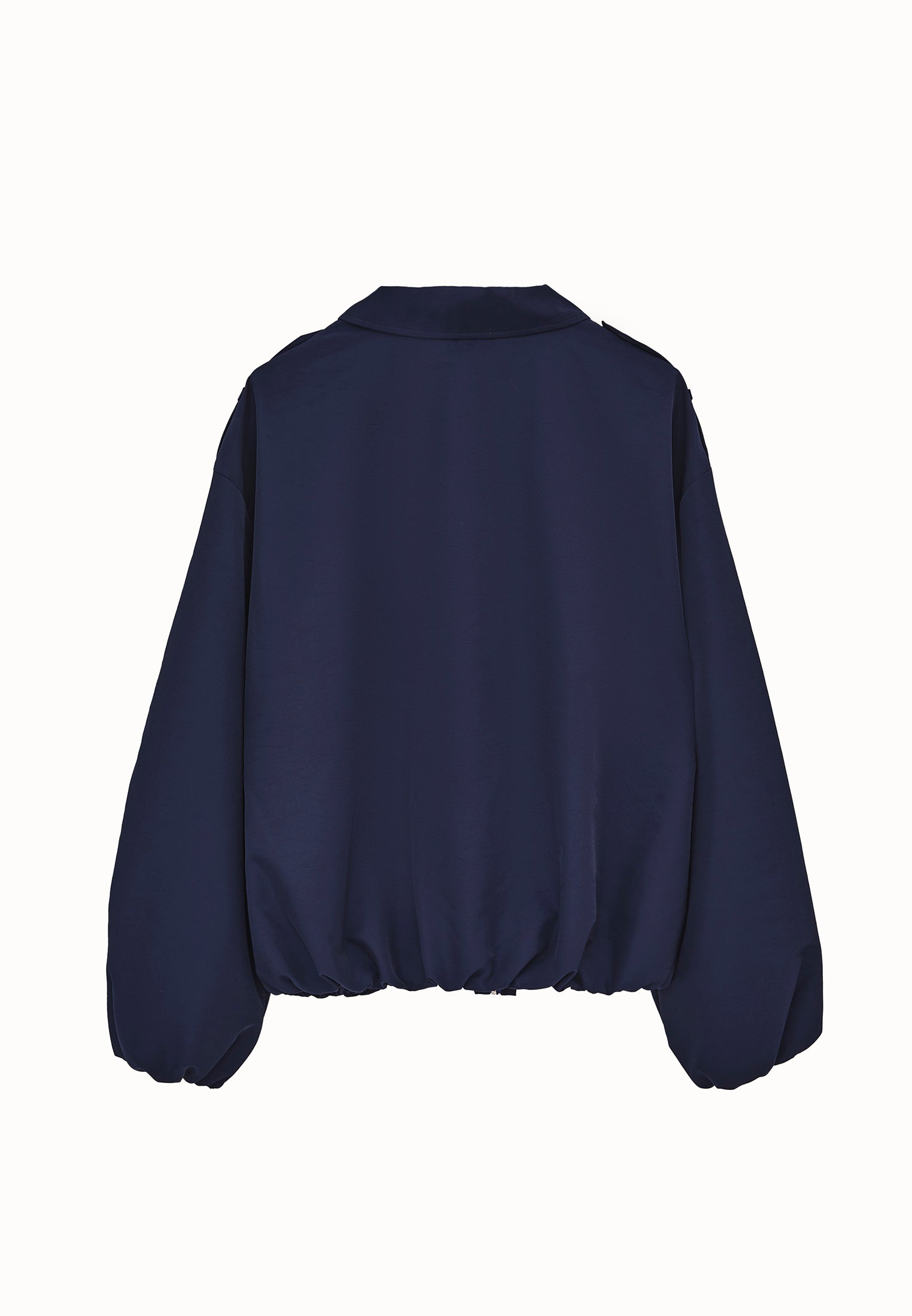 Shirt Collar Standard Jacket With Pocket And Zipper Details - MIDNIGHT